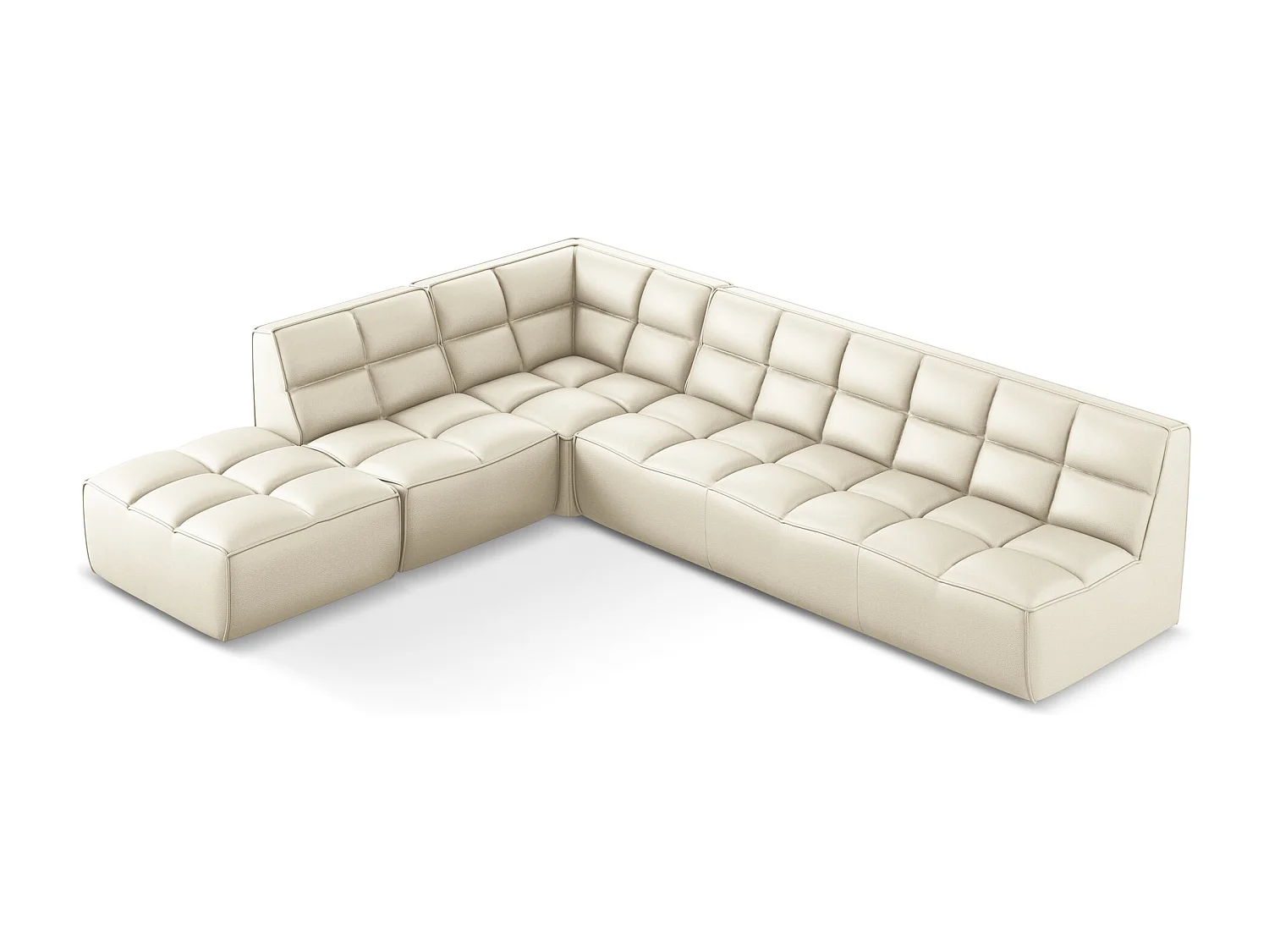 Canapé d'angle modulaire L reversible en Cuir artificiel - beige clair - KALAI