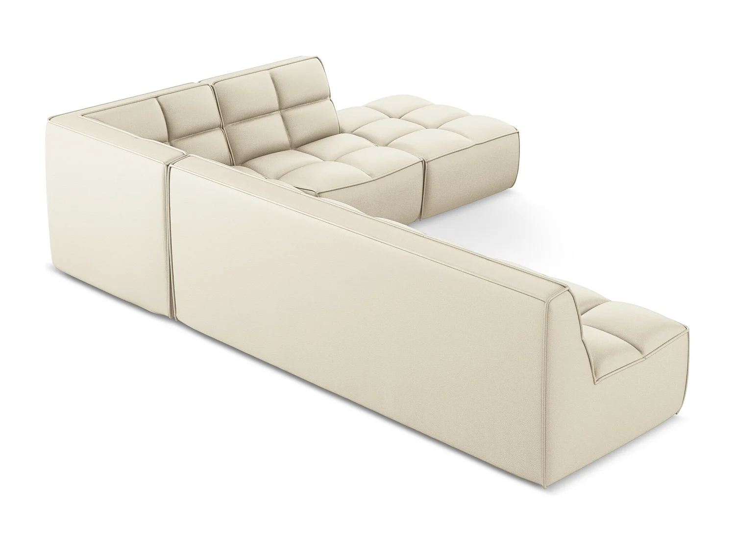 Canapé d'angle modulaire L reversible en Cuir artificiel - beige clair - KALAI