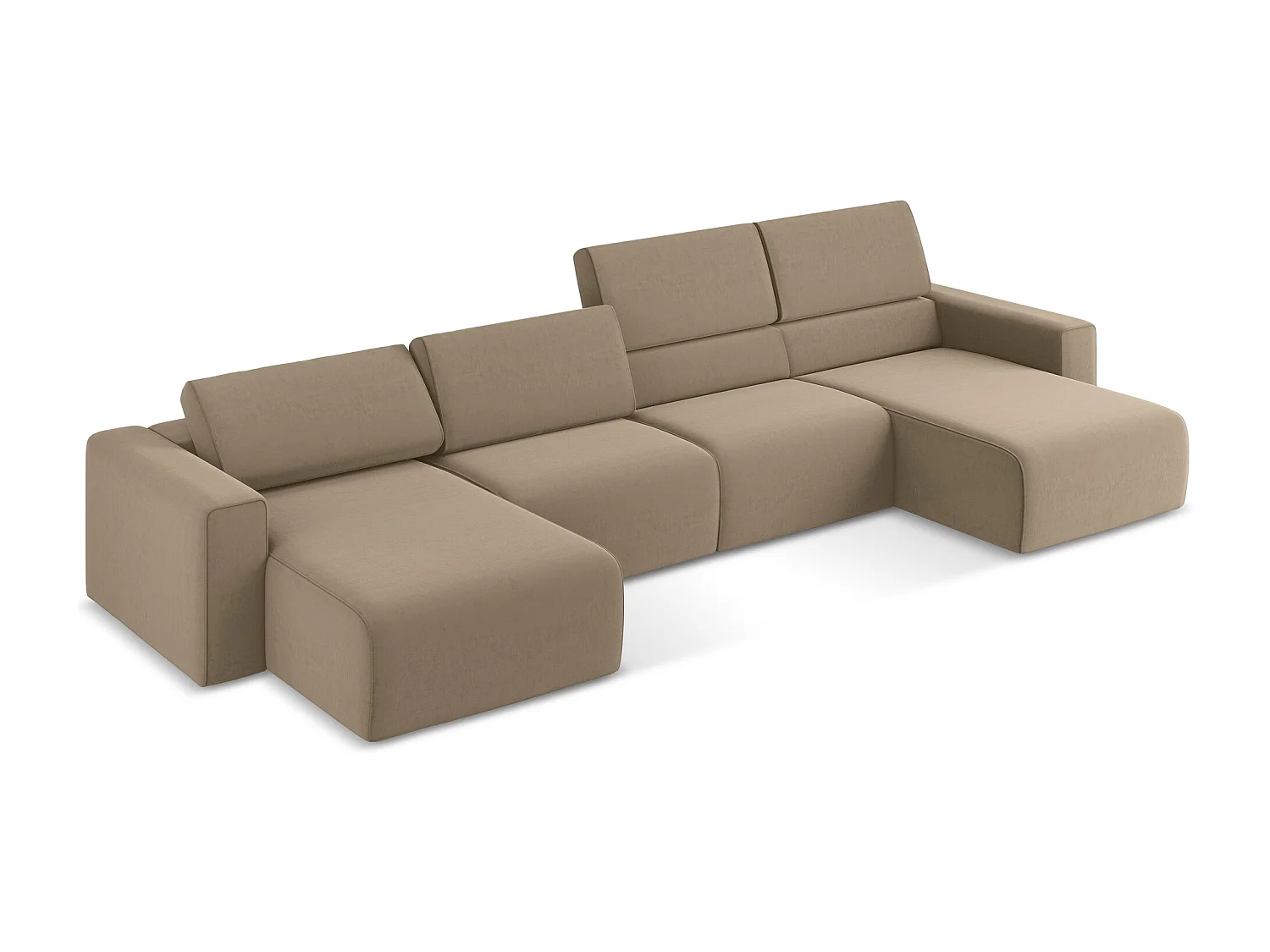 Modulaire panoramische bank van donkerbeige velours - KALEA