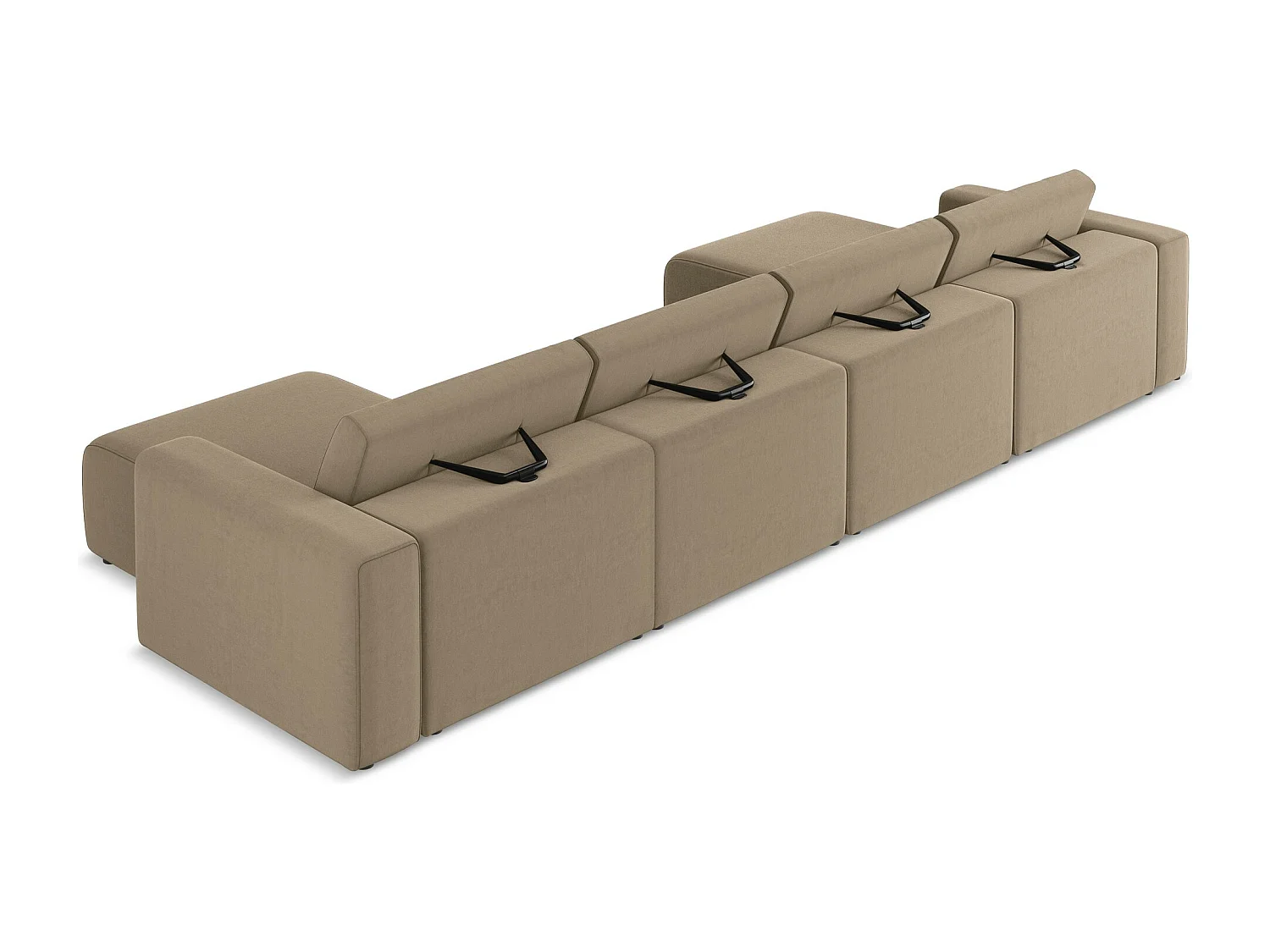 Modulaire panoramische bank van donkerbeige velours - KALEA