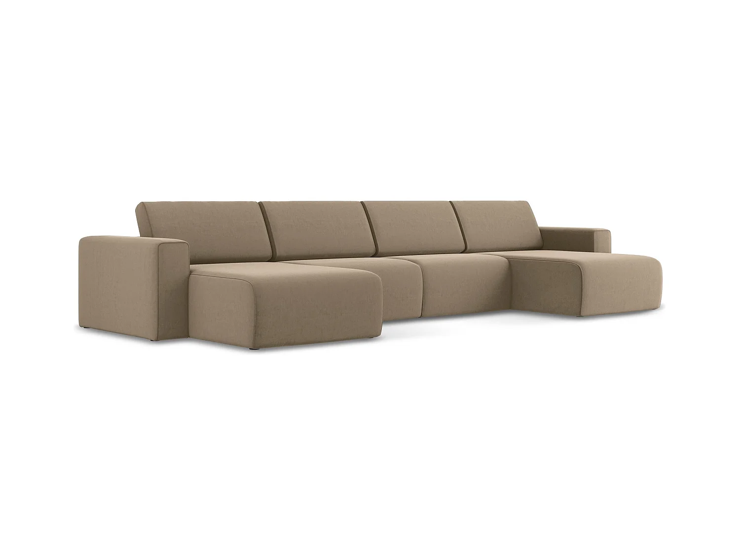 Canapé modulable panoramique en Samt - beige foncé - KALEA