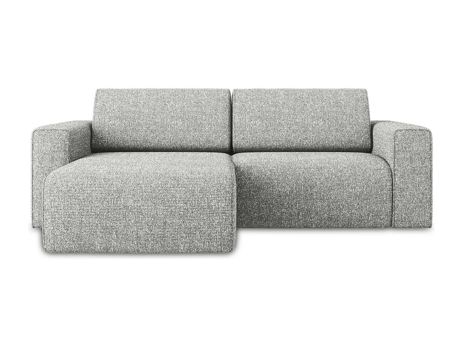 Sofá de canto modular esquerdo 3 lugares em tecido texturizado prata - KALEA