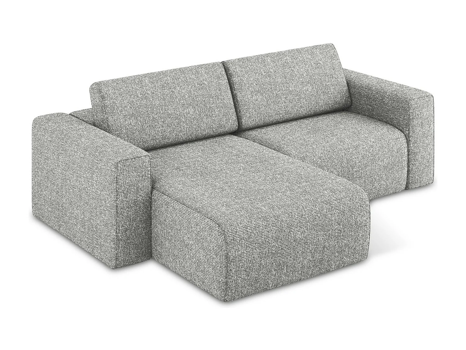 Sofá de canto modular esquerdo 3 lugares em tecido texturizado prata - KALEA