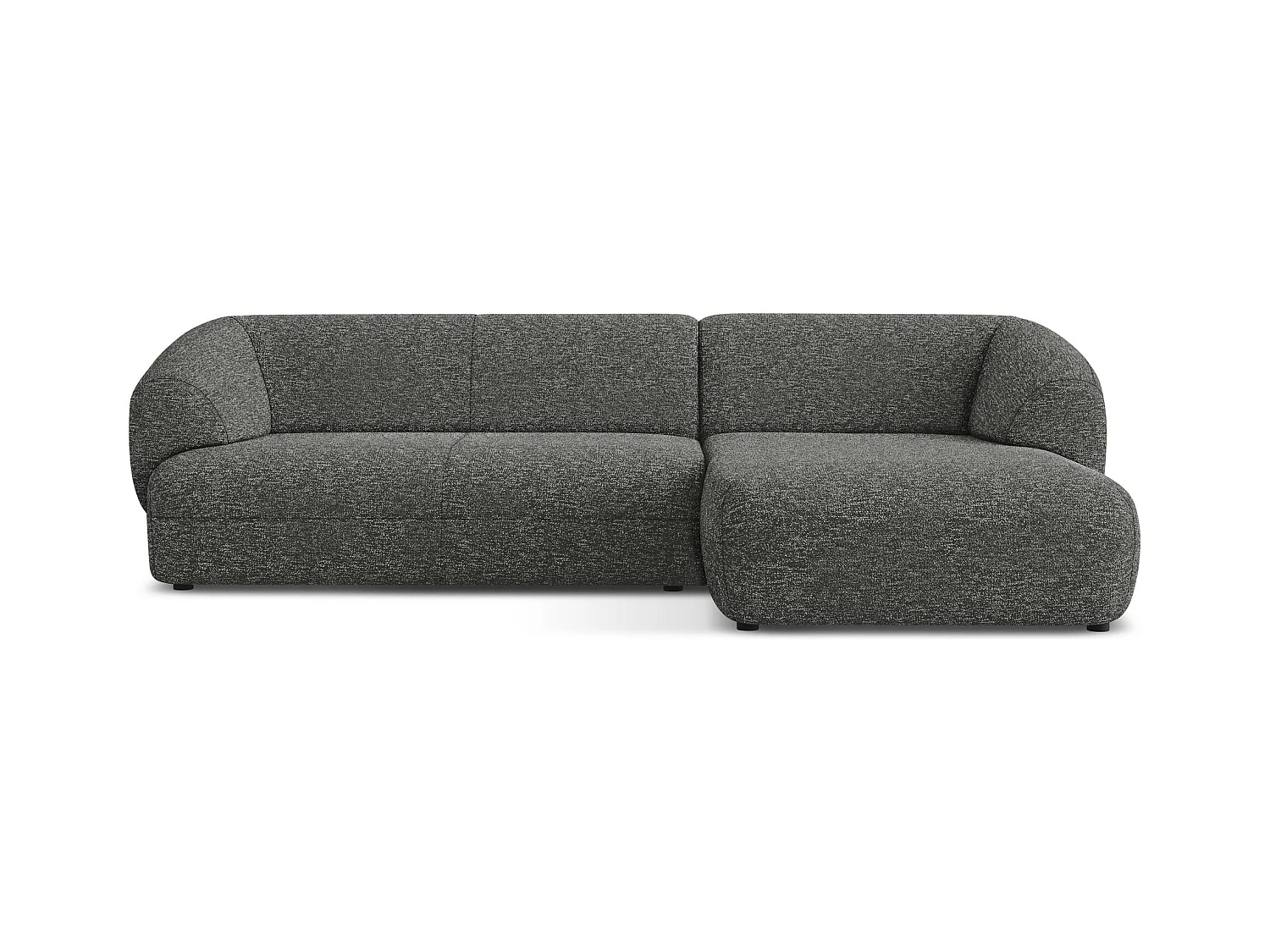 Canapé d'angle 3 places modulaire droit en Strukturstoff - gris foncé - MOANA