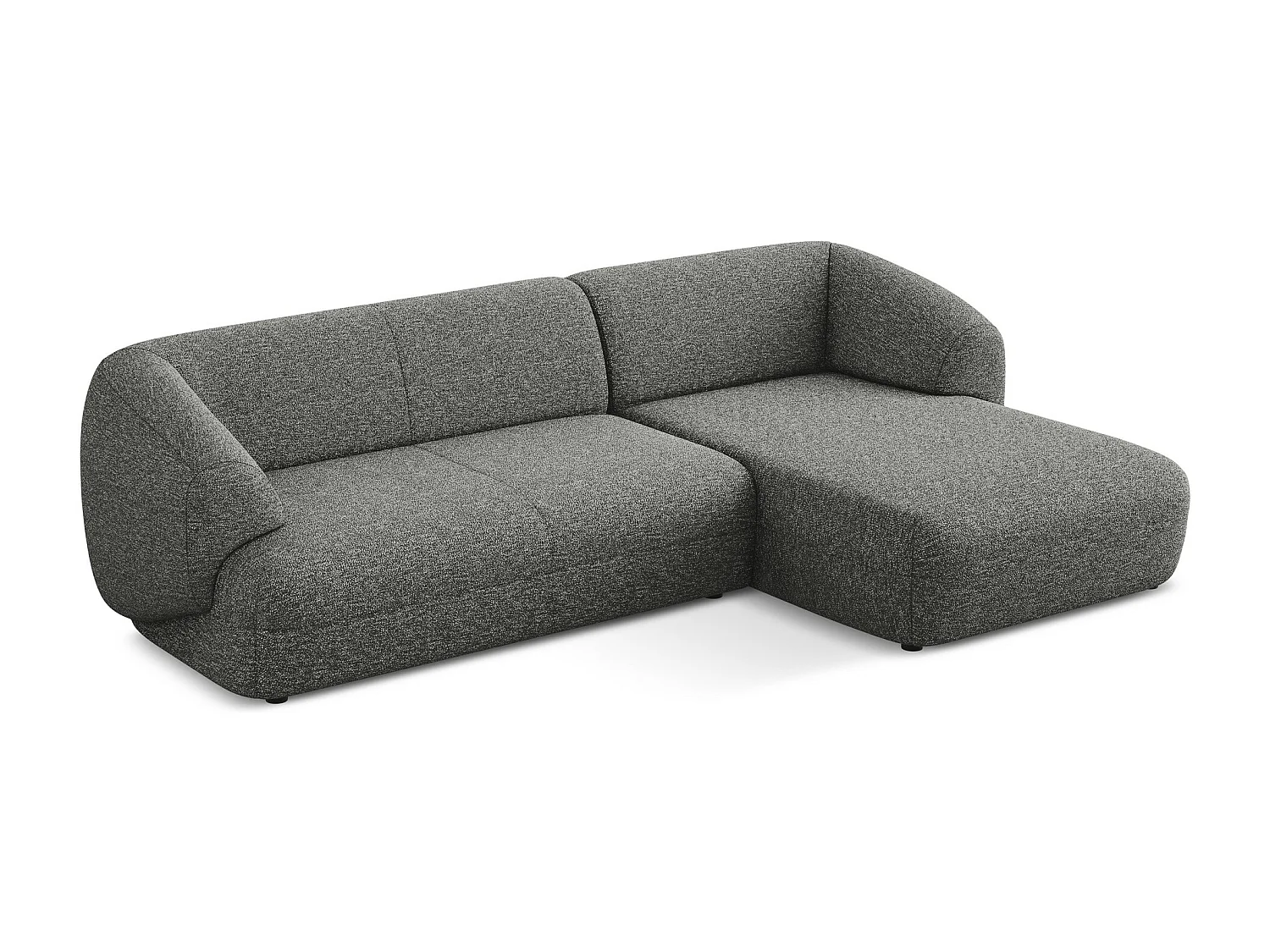 Sofá de canto modular direito 4 lugares em tecido texturizado cinza escuro - MOANA