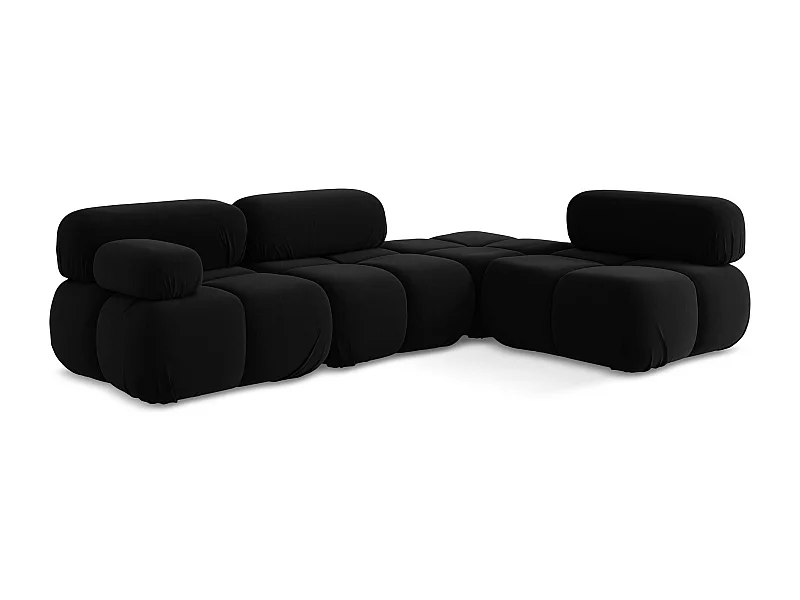 3-Sitzer Modulares Ecksofa - Ecke Rechts - Samt - Schwarz - LOKUA