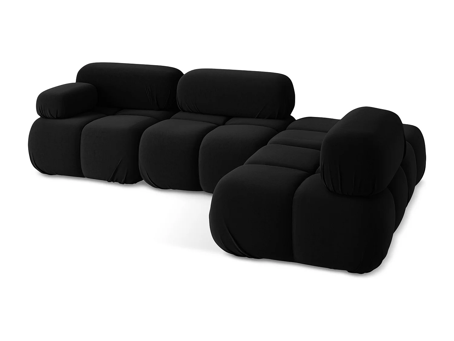 3-Sitzer Modulares Ecksofa - Ecke Rechts - Samt - Schwarz - LOKUA