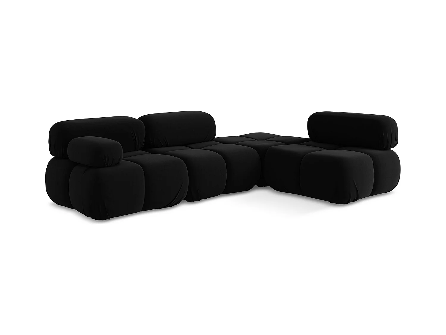 Canapé d'angle modulaire droit en Samt - noir - LOKUA