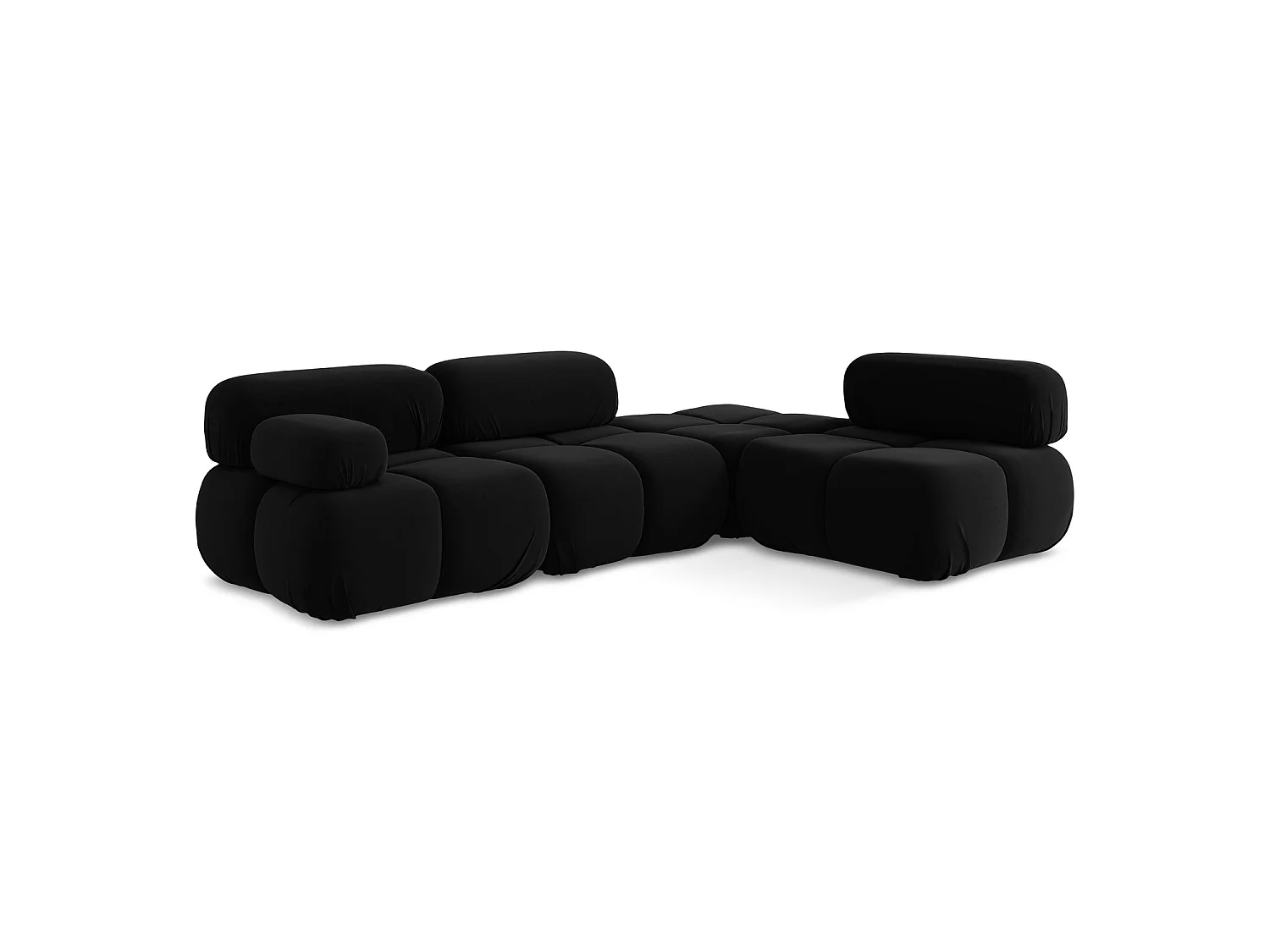 3-Sitzer Modulares Ecksofa - Ecke Rechts - Samt - Schwarz - SANREMO