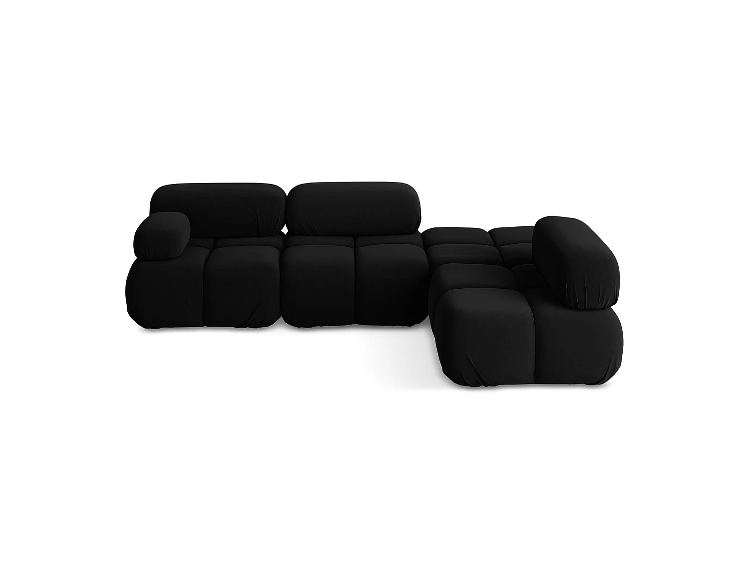 3-Sitzer Modulares Ecksofa - Ecke Rechts - Samt - Schwarz - SANREMO