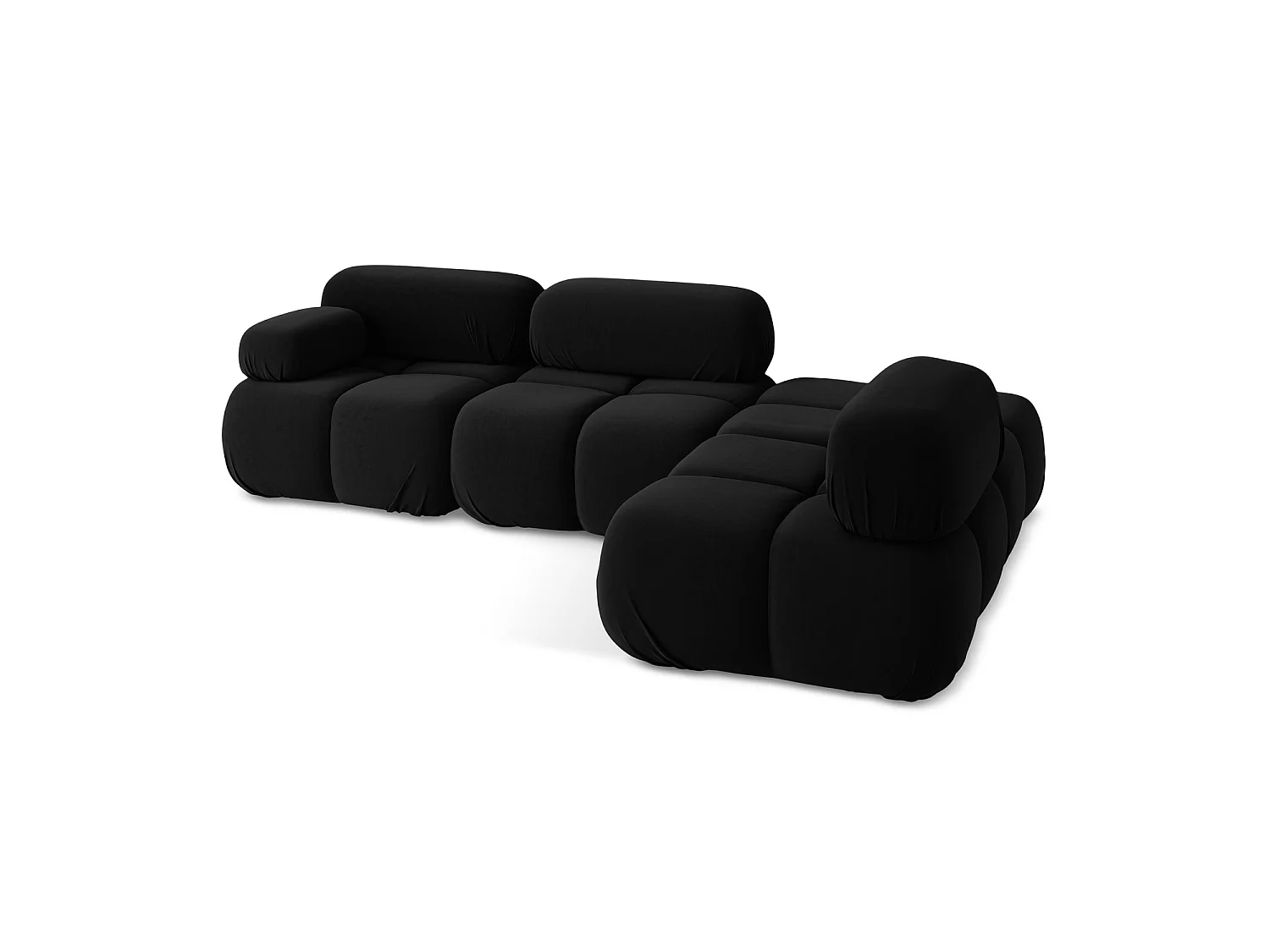 3-Sitzer Modulares Ecksofa - Ecke Rechts - Samt - Schwarz - SANREMO