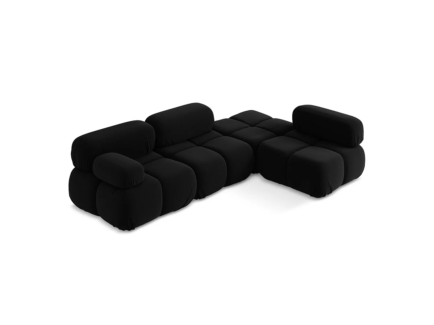 3-Sitzer Modulares Ecksofa - Ecke Rechts - Samt - Schwarz - SANREMO