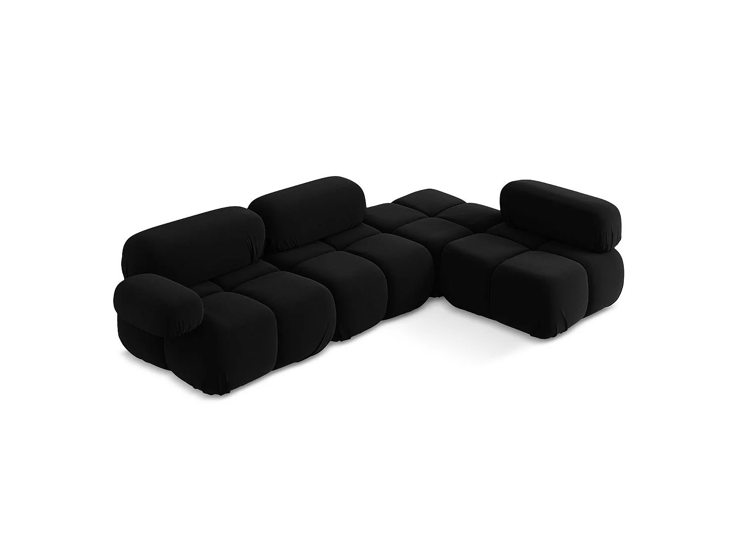 3-Sitzer Modulares Ecksofa - Ecke Rechts - Samt - Schwarz - SANREMO