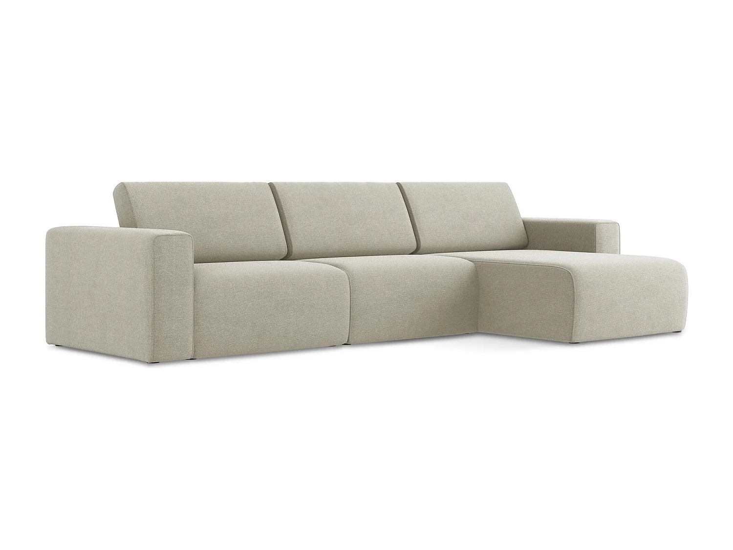 Modulares Ecks Sofa M rechts - Rechts - Strukturstoff - Hell beige - KALEA