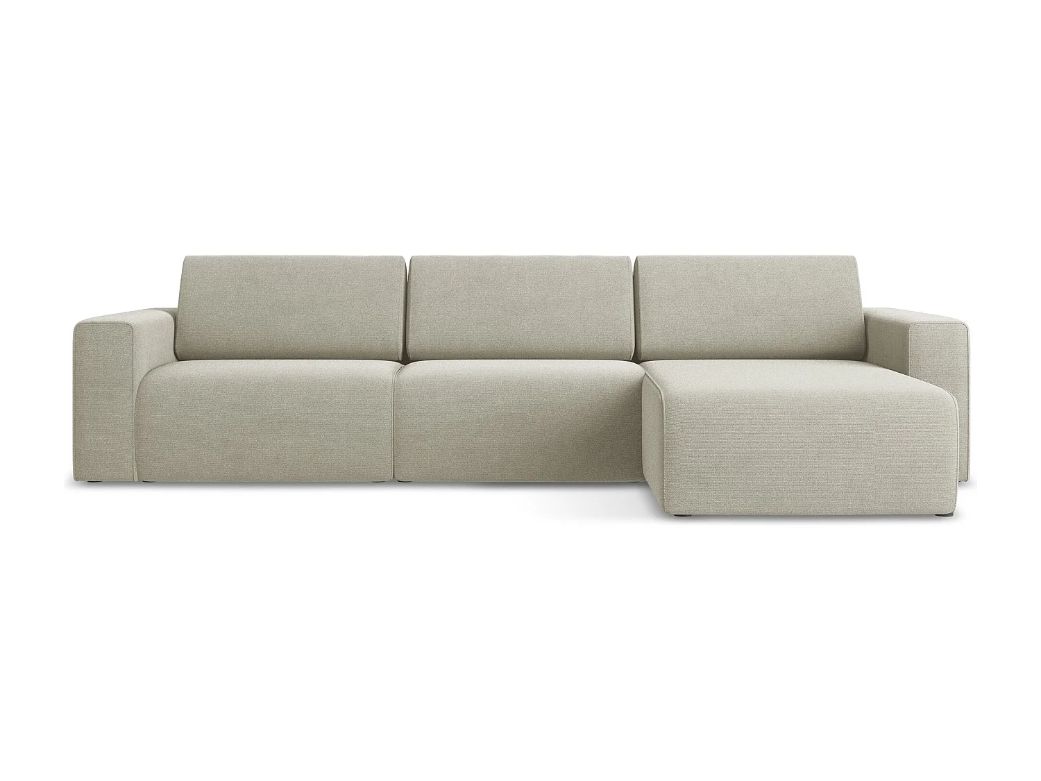 Modulares Ecks Sofa M rechts - Rechts - Strukturstoff - Hell beige - KALEA