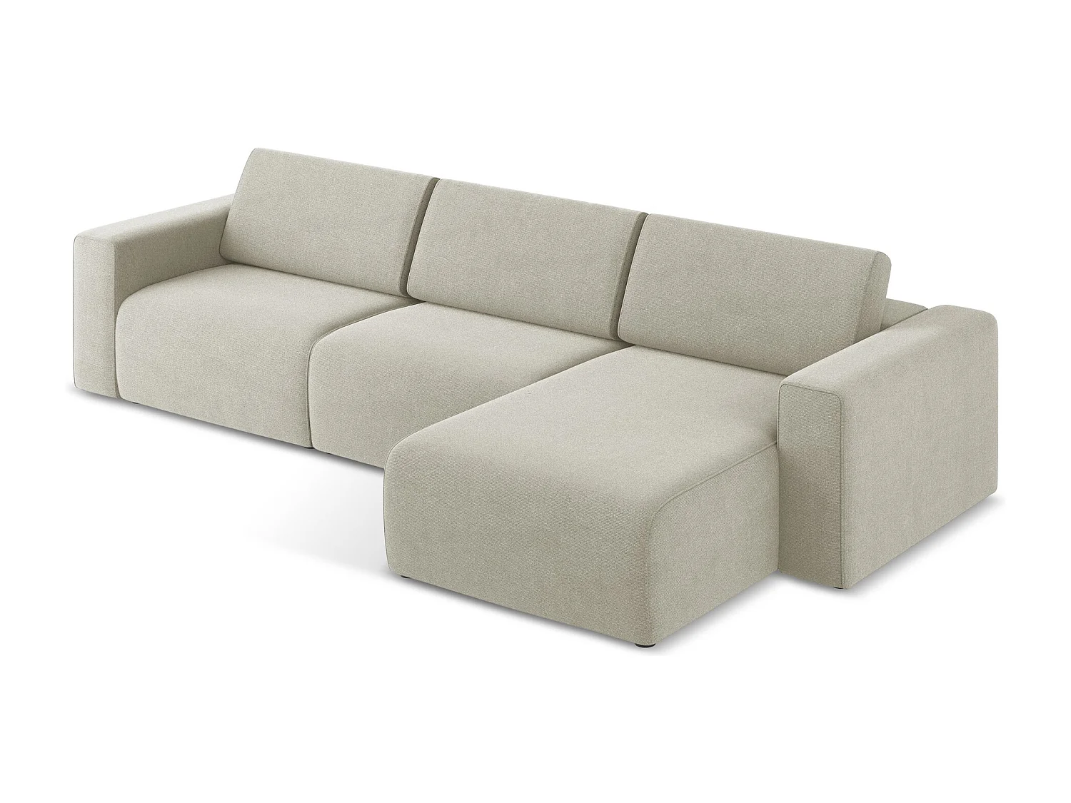 Modulares Ecks Sofa M rechts - Rechts - Strukturstoff - Hell beige - KALEA