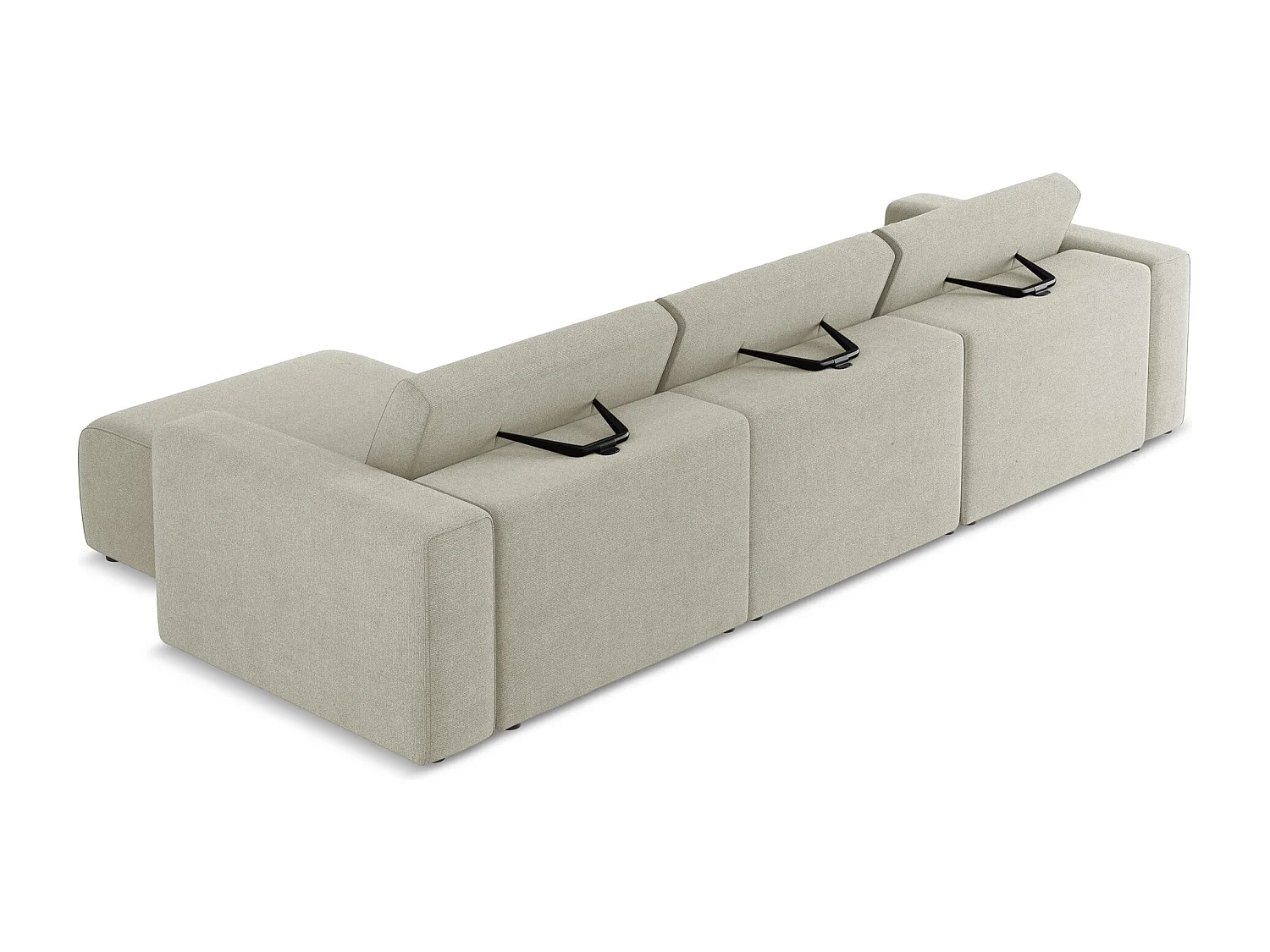 Modulares Ecks Sofa M rechts - Rechts - Strukturstoff - Hell beige - KALEA