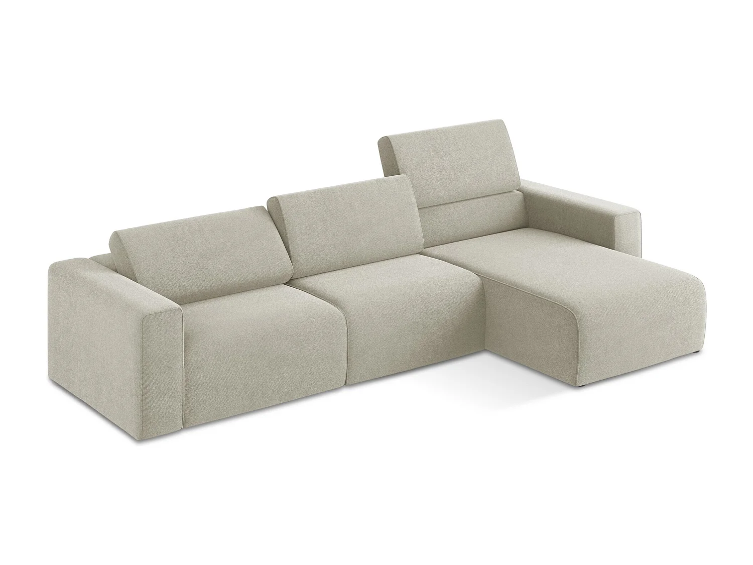 Modulaire hoekbank M rechts van lichtbeige textuurstof - KALEA