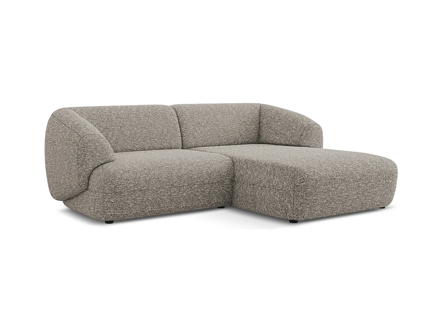 Canapé d'angle 2,5 places modulaire droit en Strukturstoff - beige gris - MOANA