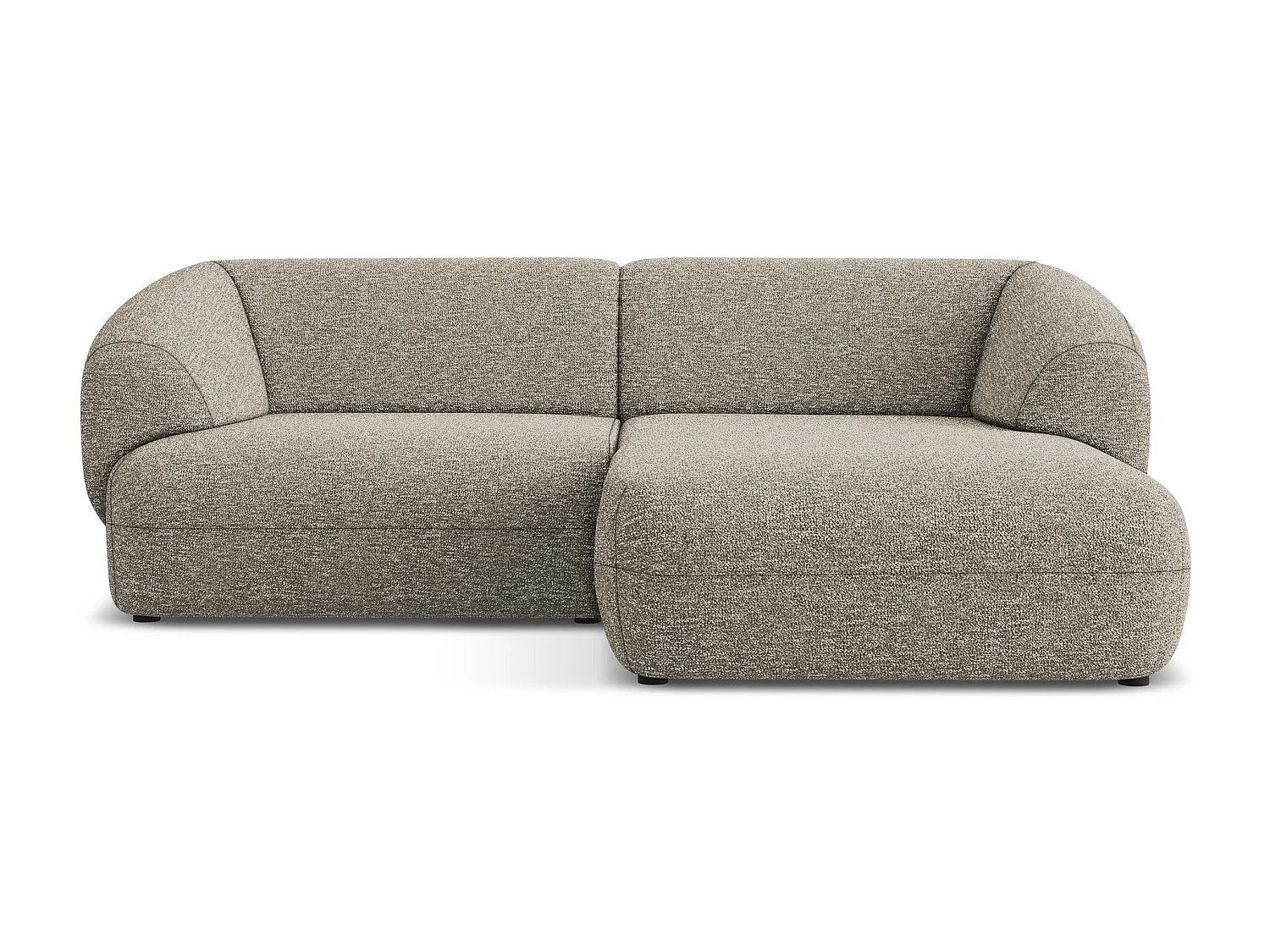 Modulaire hoekbank rechts van grijsbeige textuurstof - MOANA