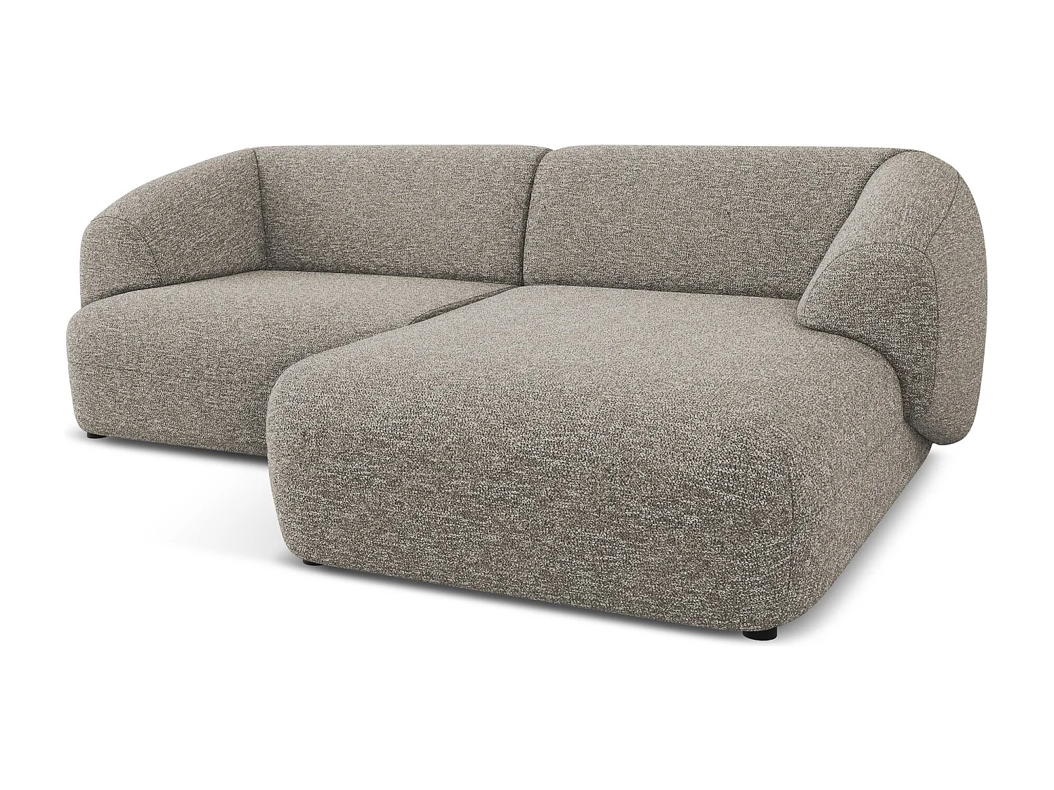 Modulaire hoekbank rechts van grijsbeige textuurstof - MOANA