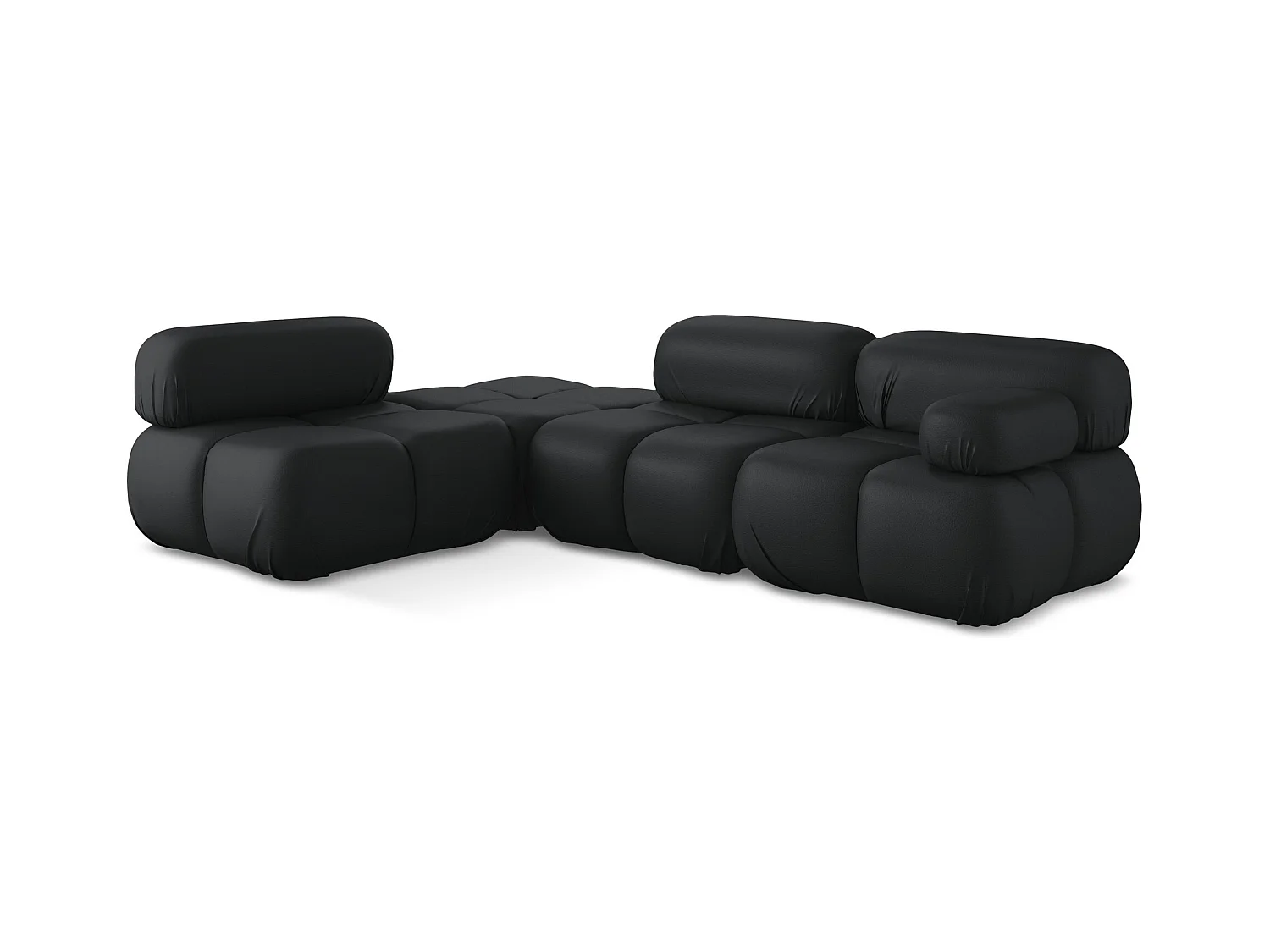 Canapé d'angle modulaire gauche en Cuir artificiel - noir - LOKUA