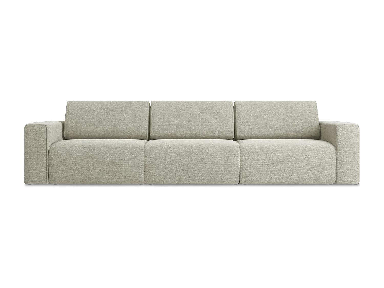 Vierzits modulaire bank van lichtbeige textuurstof - KALEA