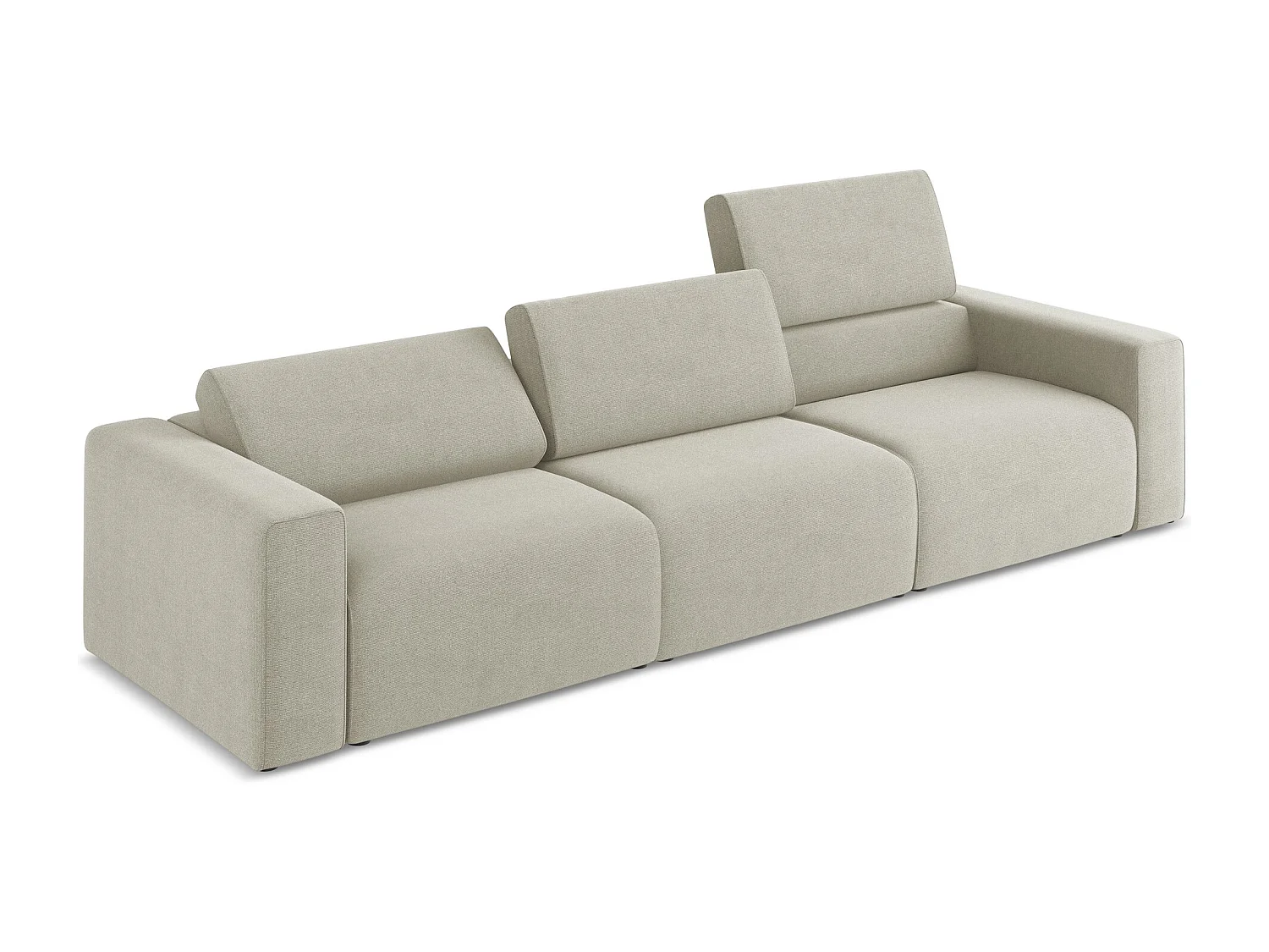 Vierzits modulaire bank van lichtbeige textuurstof - KALEA