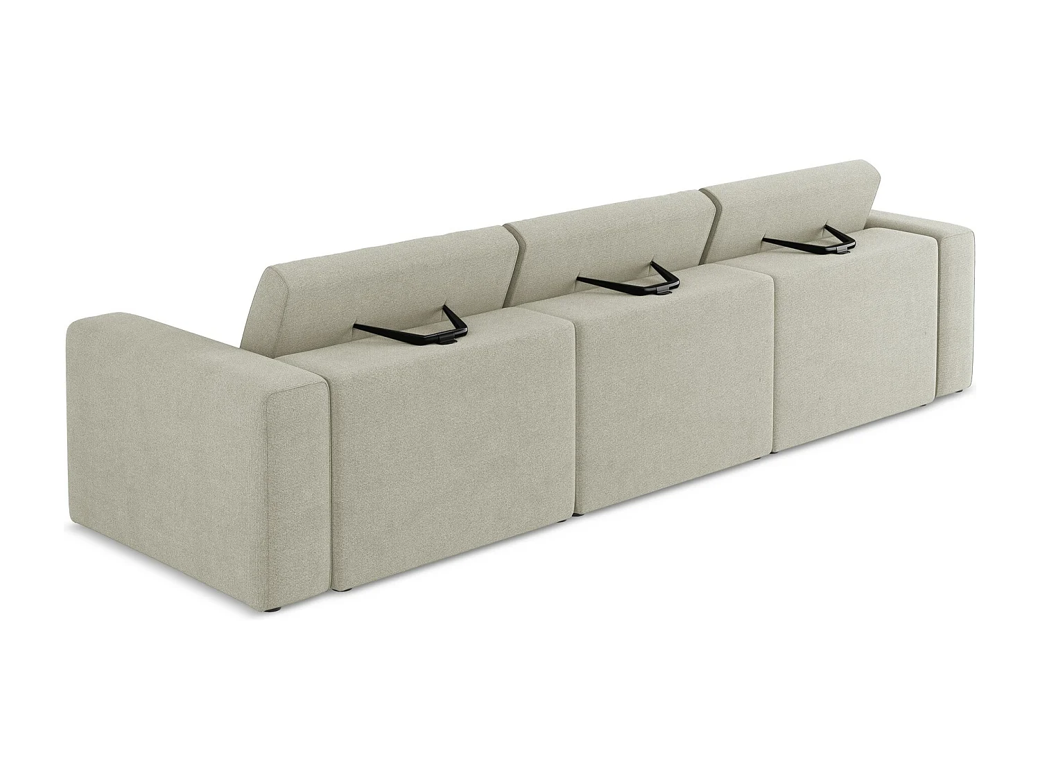 Vierzits modulaire bank van lichtbeige textuurstof - KALEA