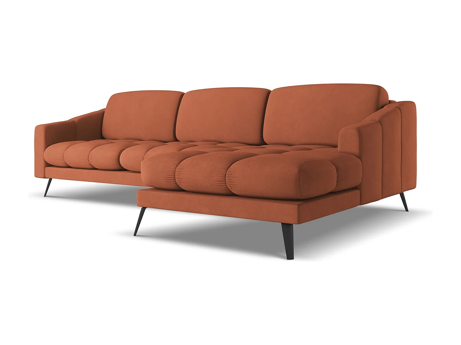 Ecksofa Rechts - Rechts - Chenille - Terrakotta - NALU