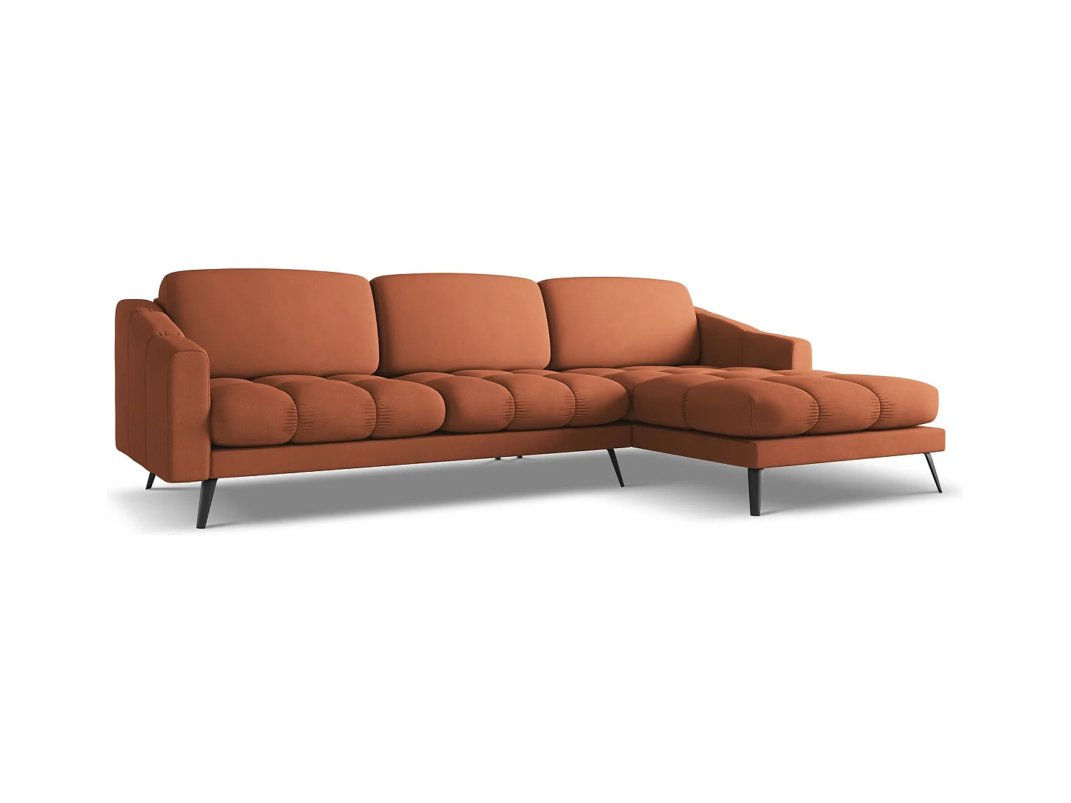 Ecksofa Rechts - Rechts - Chenille - Terrakotta - NALU