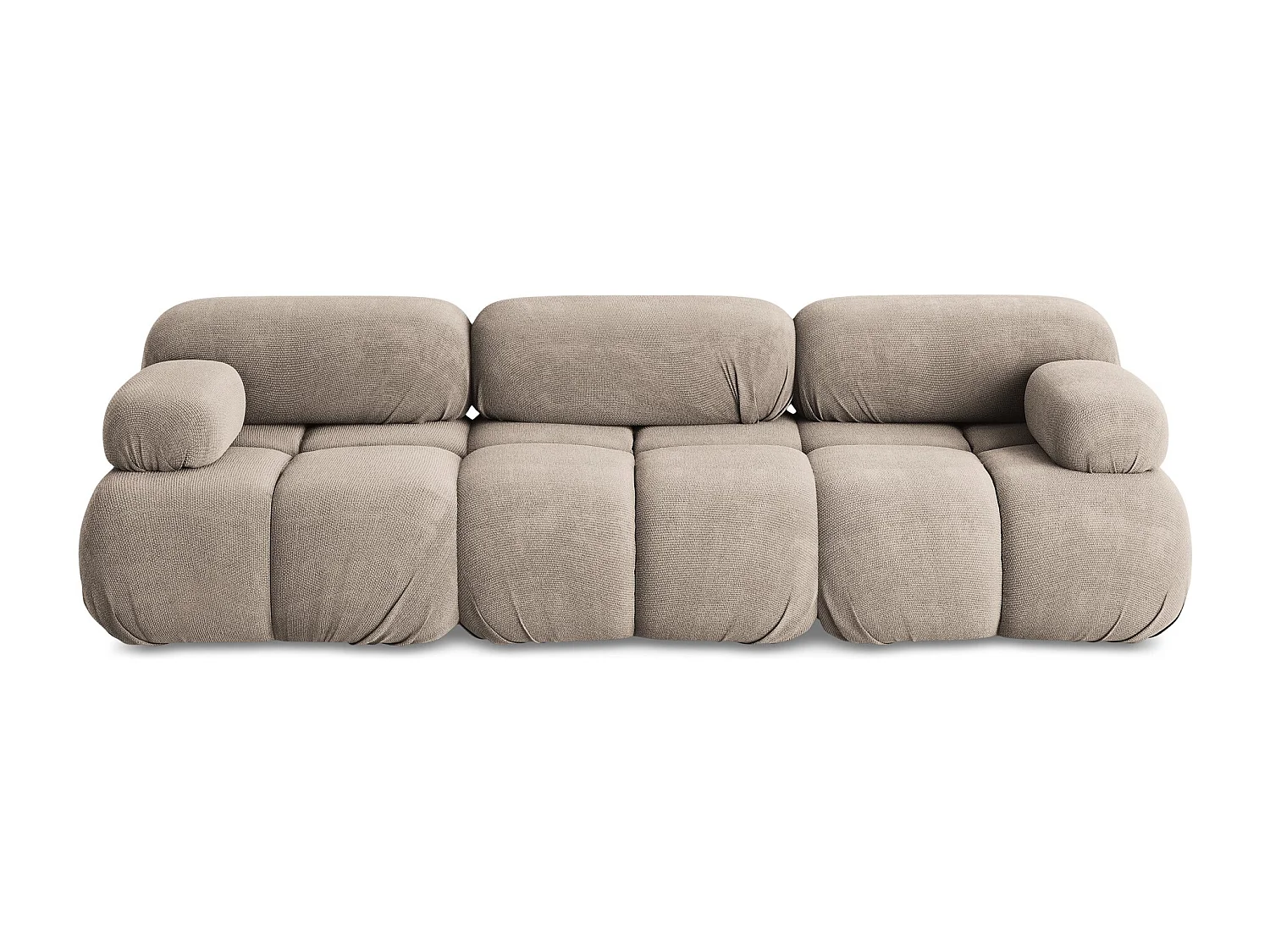 Driezits modulaire bank van donkerbeige chenille stof - LOKUA