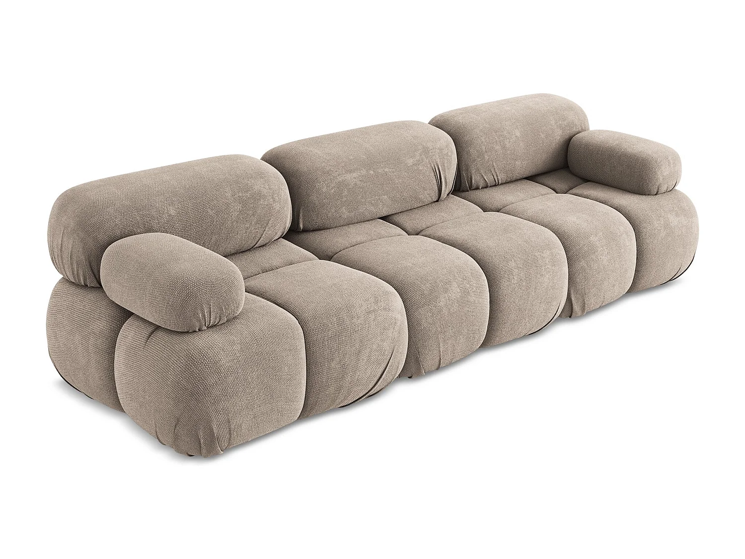 Driezits modulaire bank van donkerbeige chenille stof - LOKUA