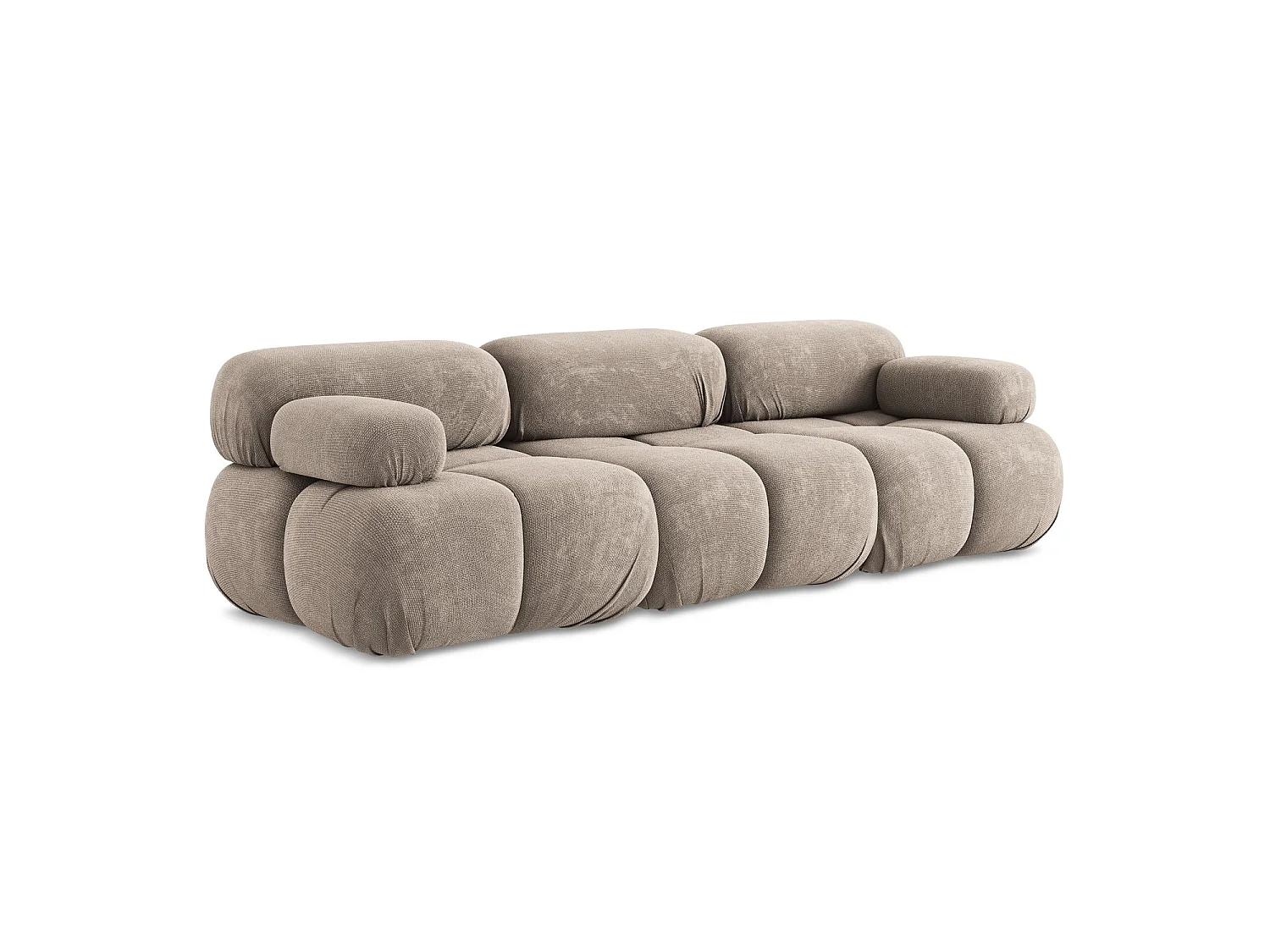 Canapé modulable 3 places en tissu chenille - beige foncé - SANREMO