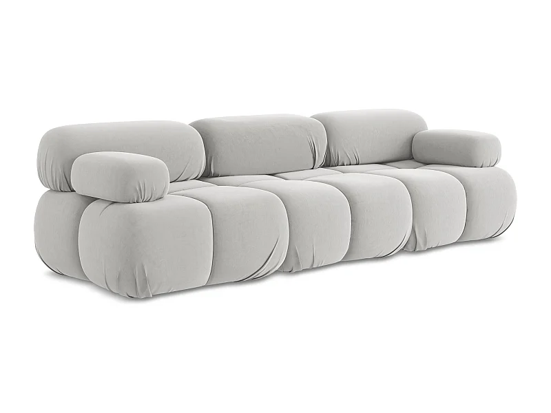 Modulares 3-Sitzer Sofa - - Samt - Silber - LOKUA