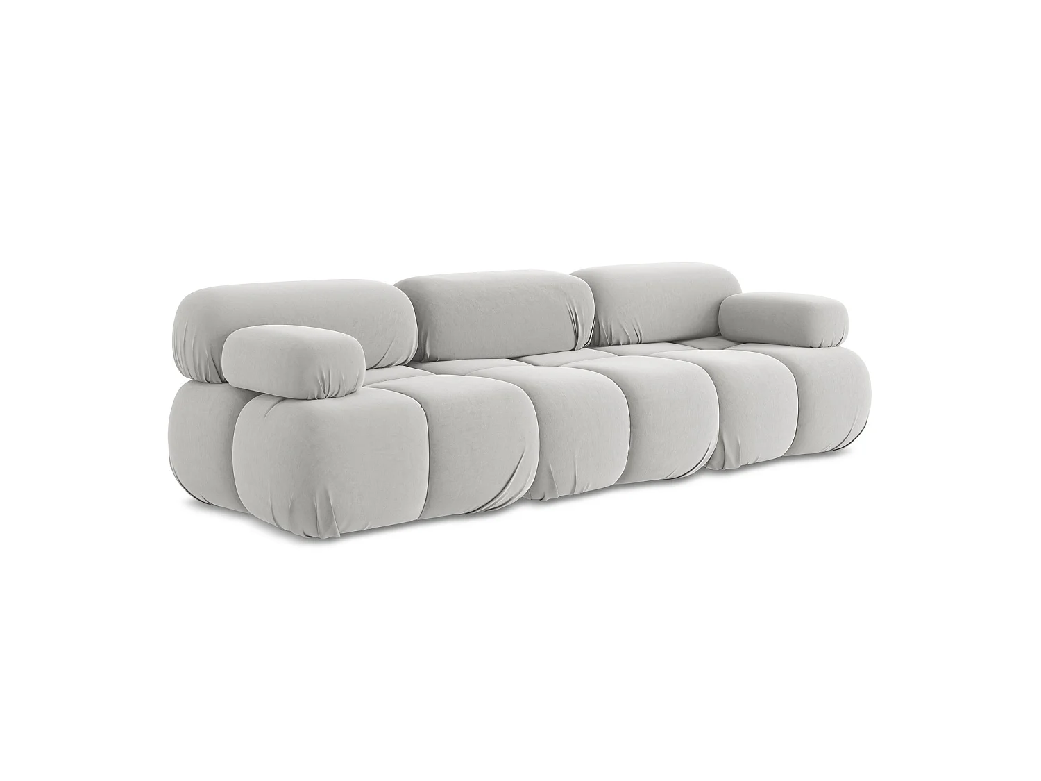 Modulares 3-Sitzer Sofa - - Samt - Silber - SANREMO