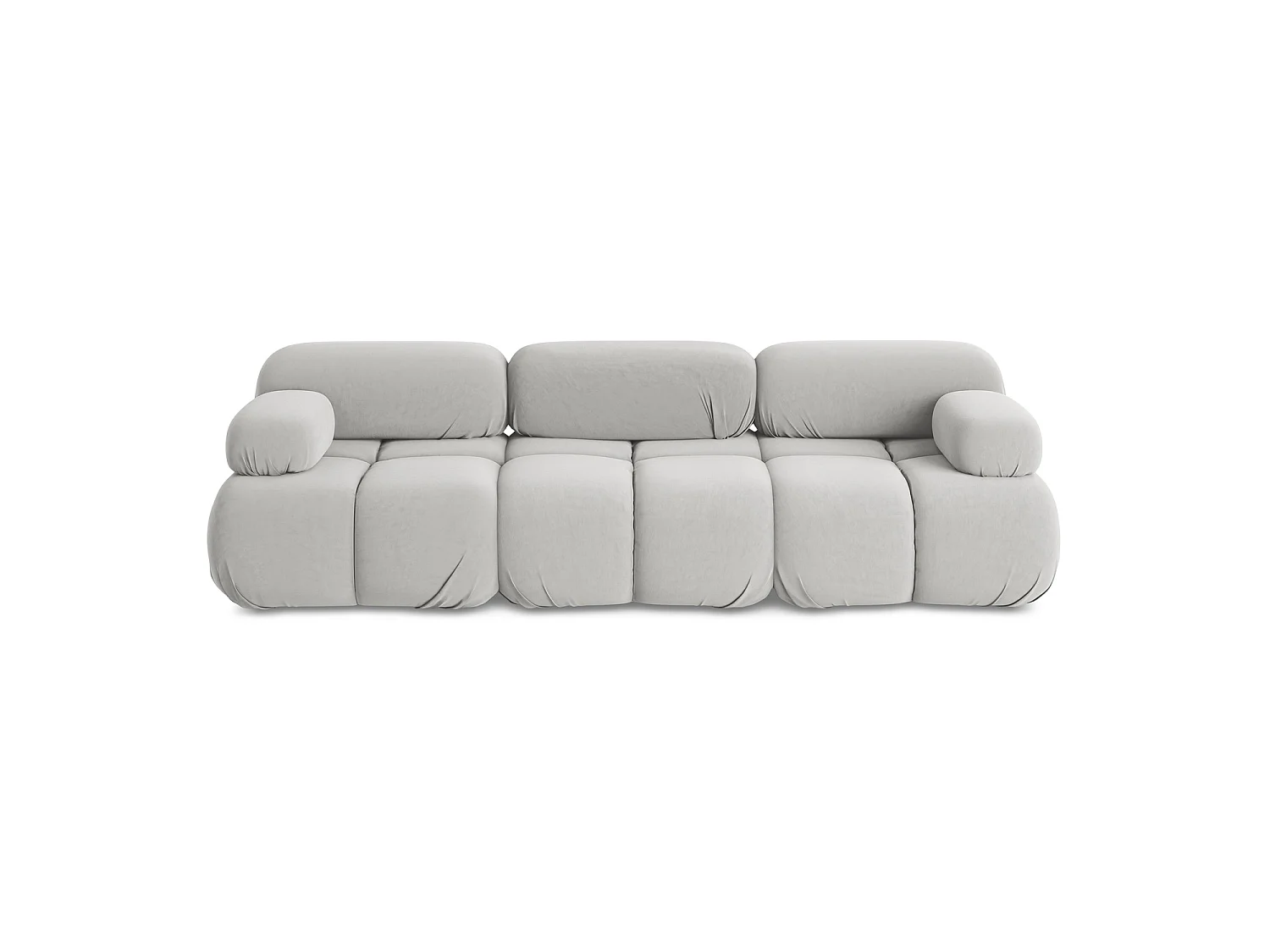 Modulares 3-Sitzer Sofa - - Samt - Silber - SANREMO