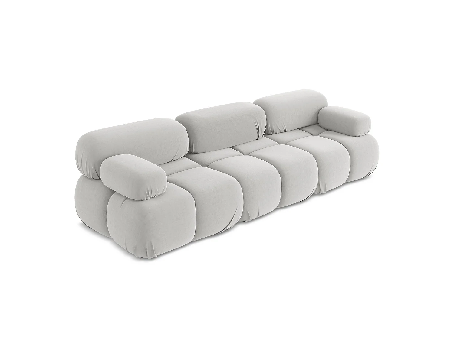 Modulares 3-Sitzer Sofa - - Samt - Silber - SANREMO