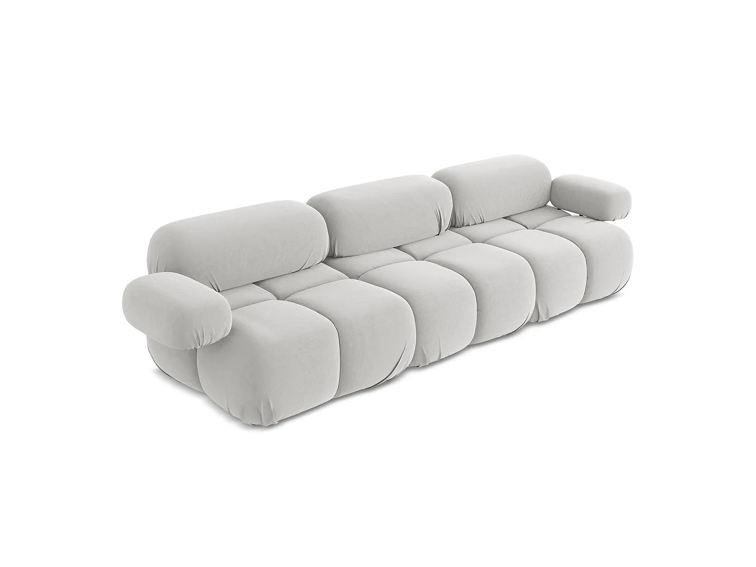Modulares 3-Sitzer Sofa - - Samt - Silber - SANREMO