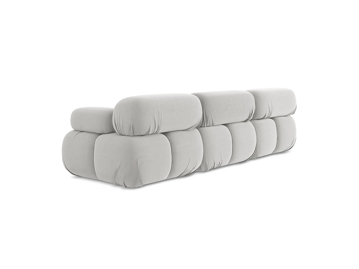 Modulares 3-Sitzer Sofa - - Samt - Silber - SANREMO