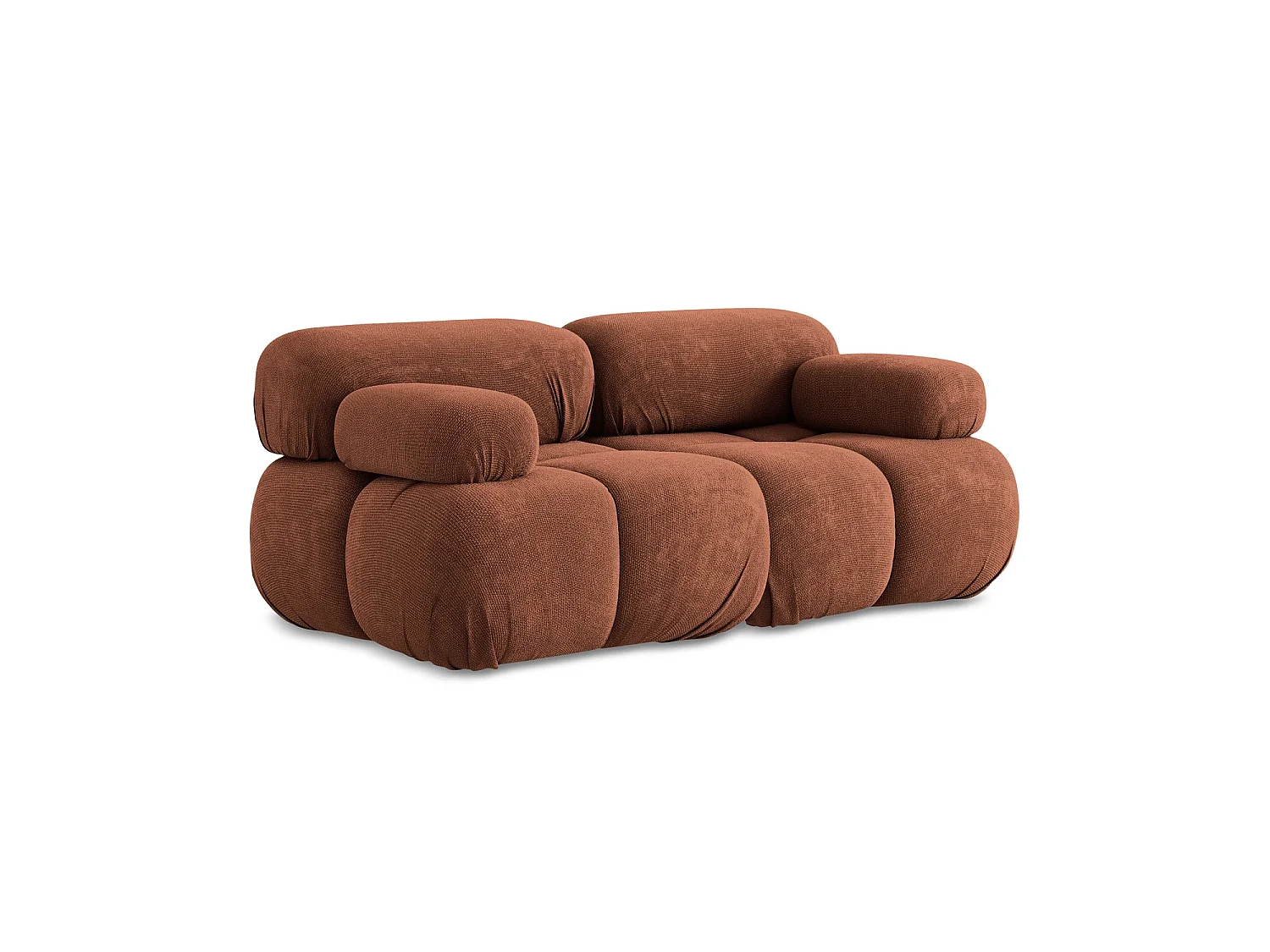 Tweezits modulaire bank van terracotta chenille stof - SANREMO