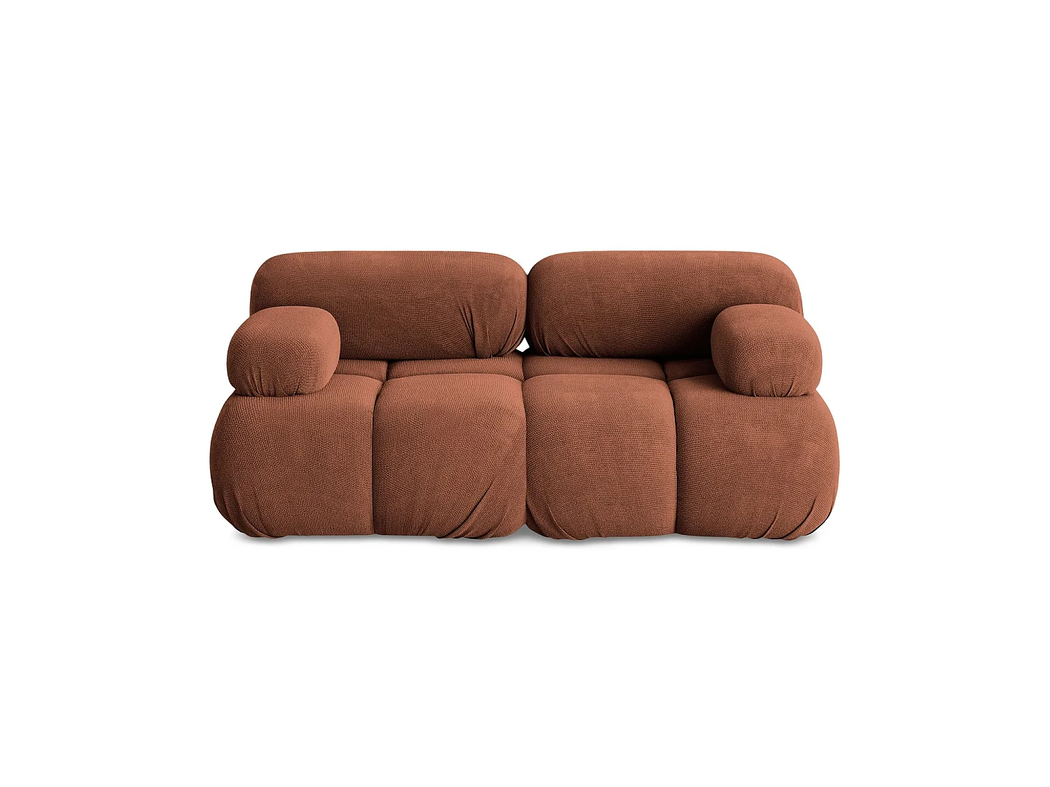 Tweezits modulaire bank van terracotta chenille stof - SANREMO