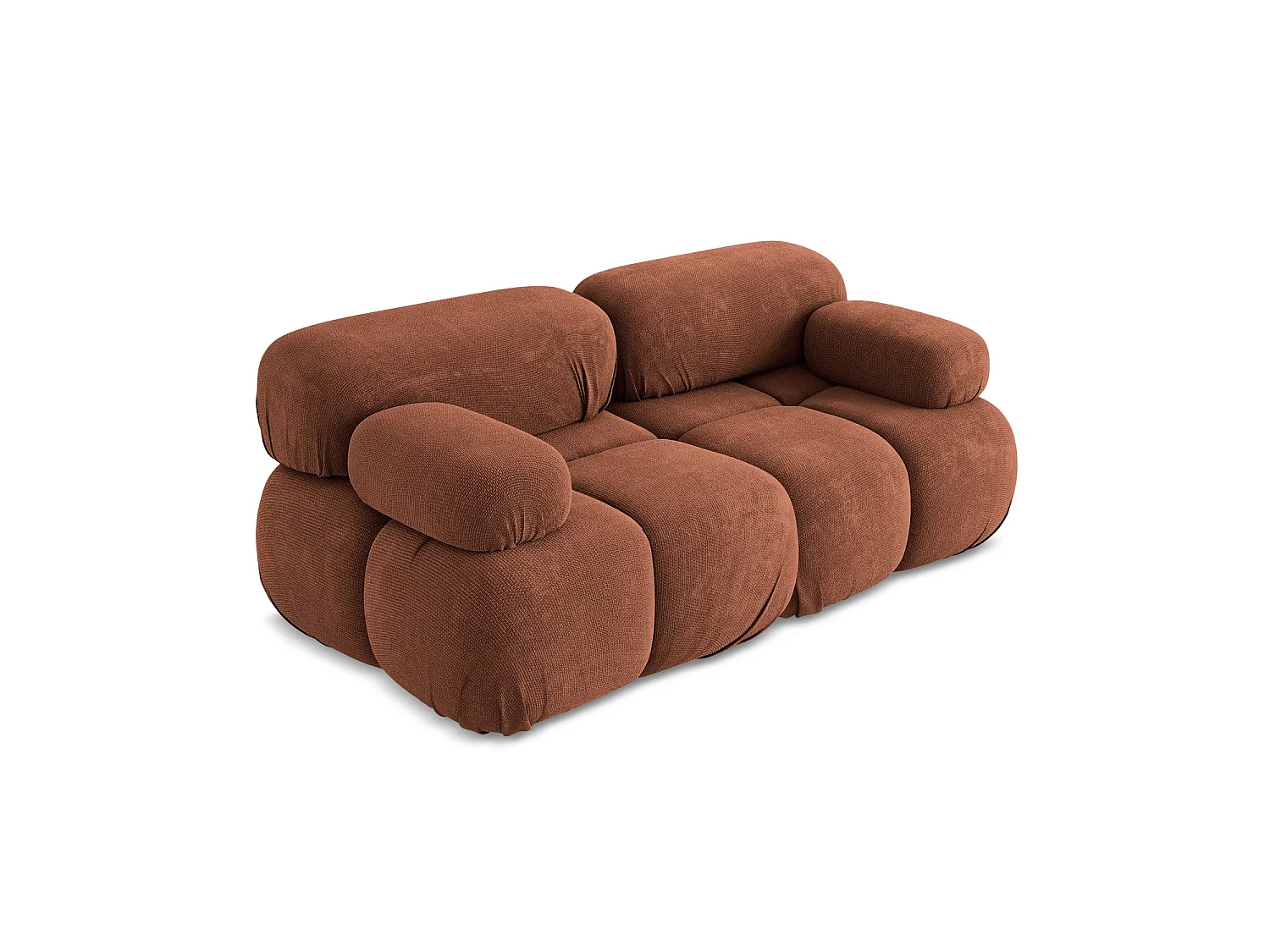 Tweezits modulaire bank van terracotta chenille stof - SANREMO