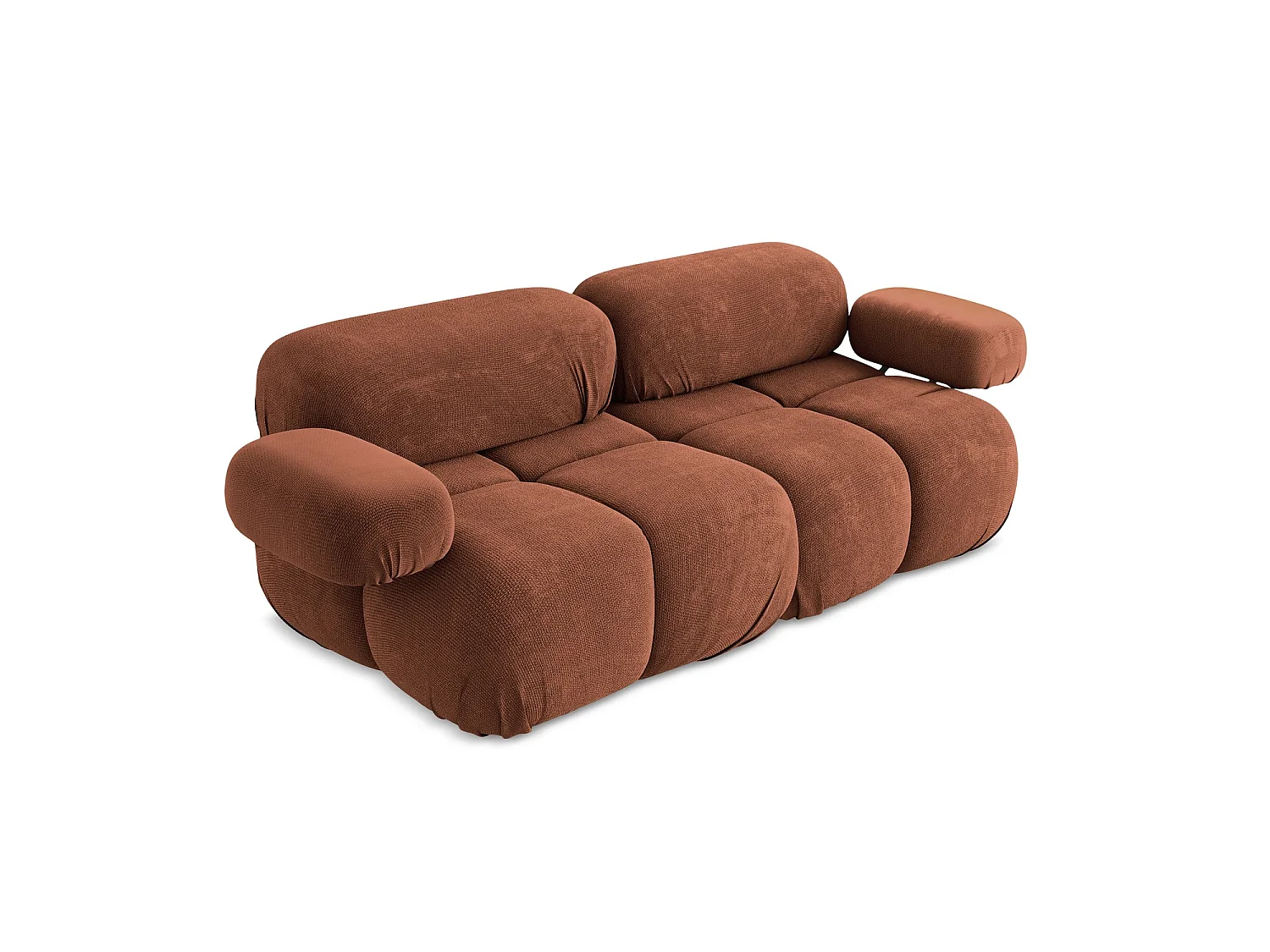 Tweezits modulaire bank van terracotta chenille stof - SANREMO