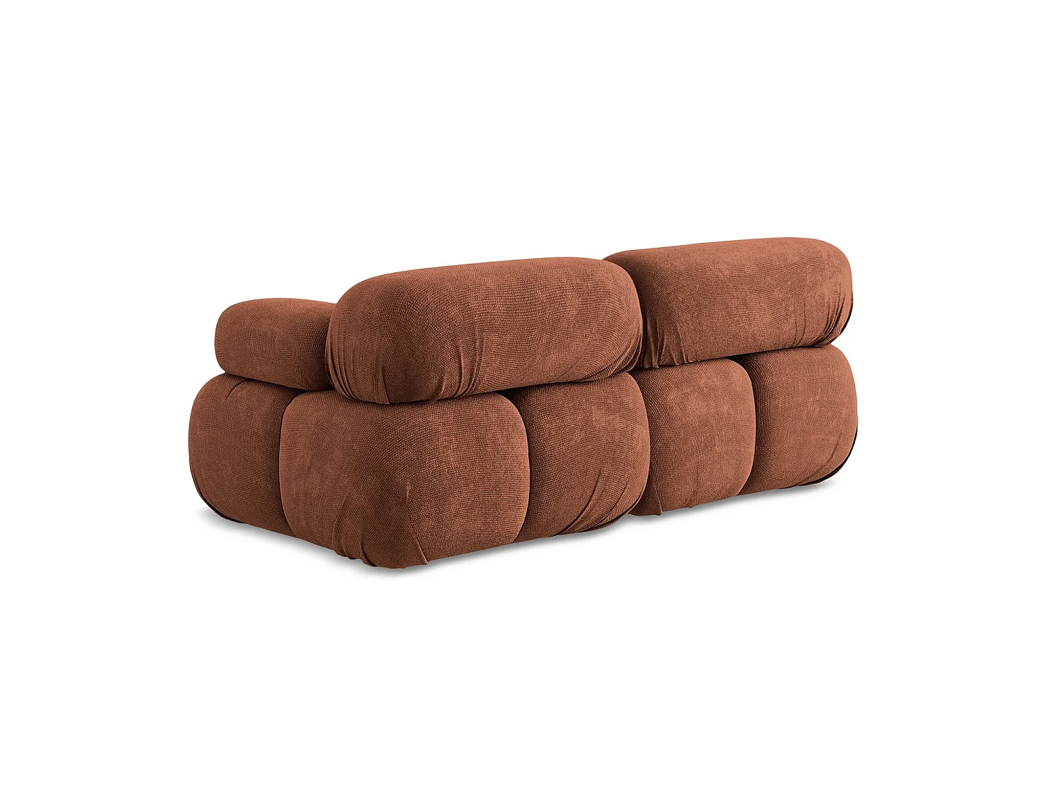 Tweezits modulaire bank van terracotta chenille stof - SANREMO