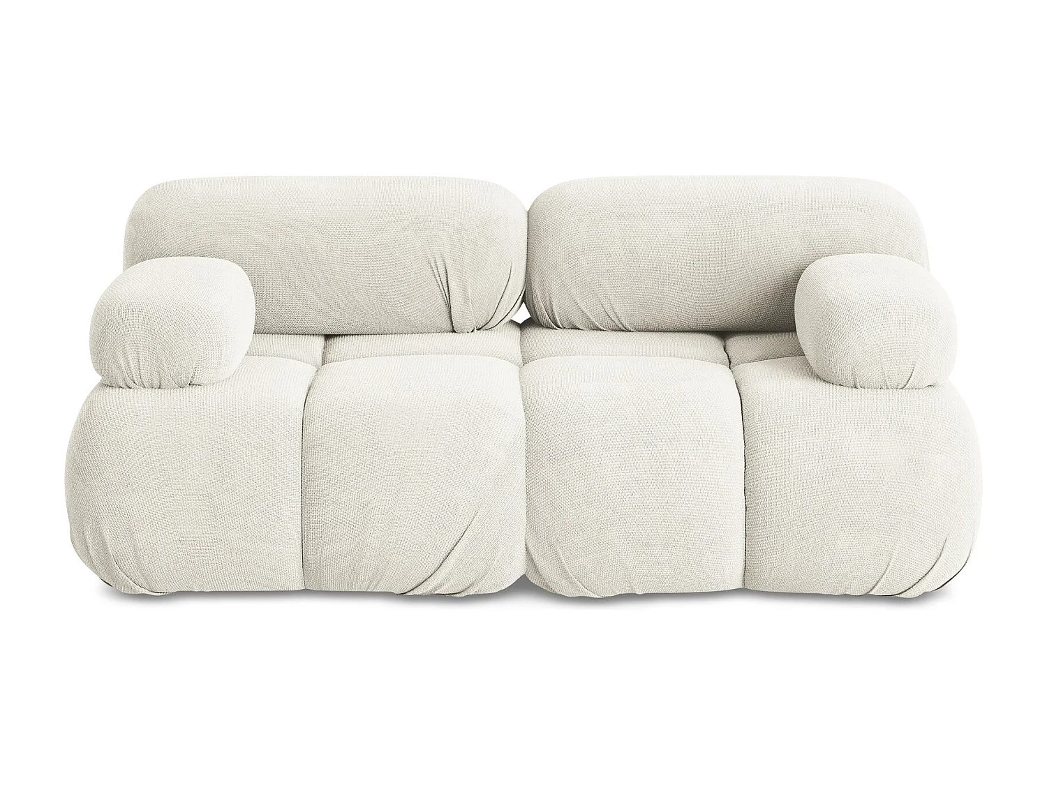 Tweezits modulaire bank van wit chenille stof - LOKUA