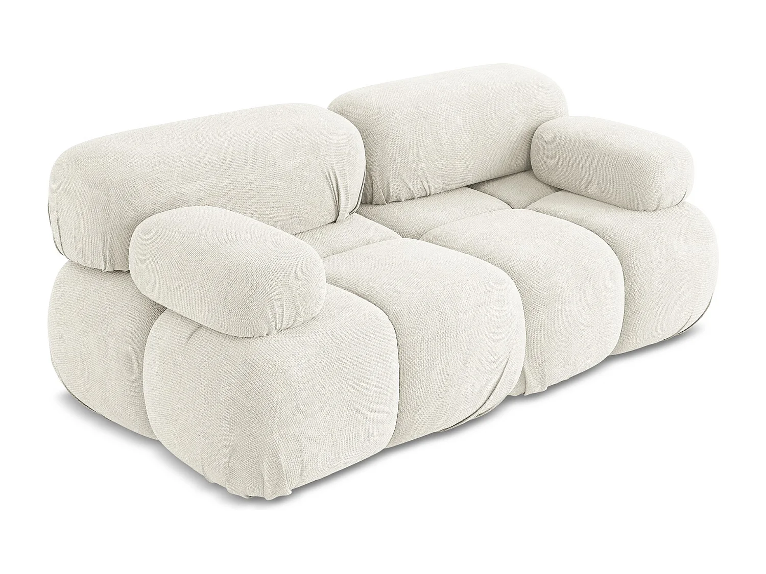 Tweezits modulaire bank van wit chenille stof - LOKUA