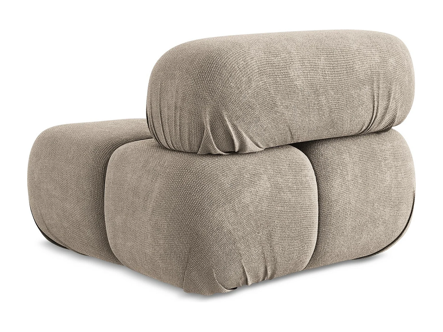 Fotel - z tkaniny szenilowej - ciemny beż - LOKUA