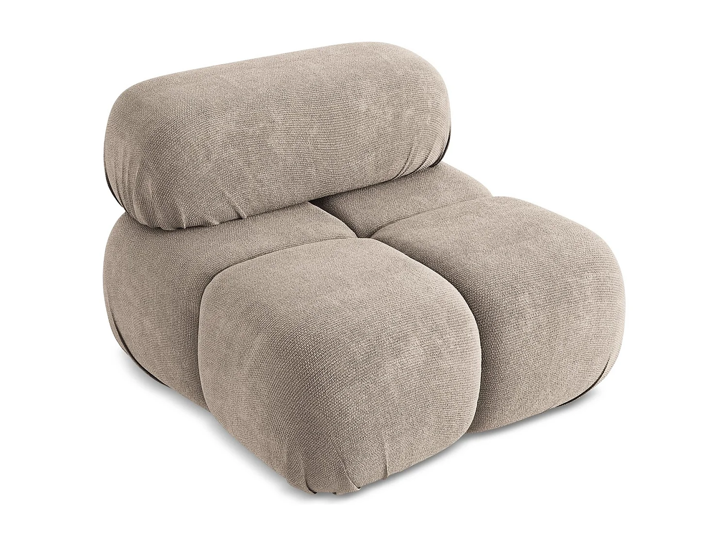 Fotel - z tkaniny szenilowej - ciemny beż - LOKUA