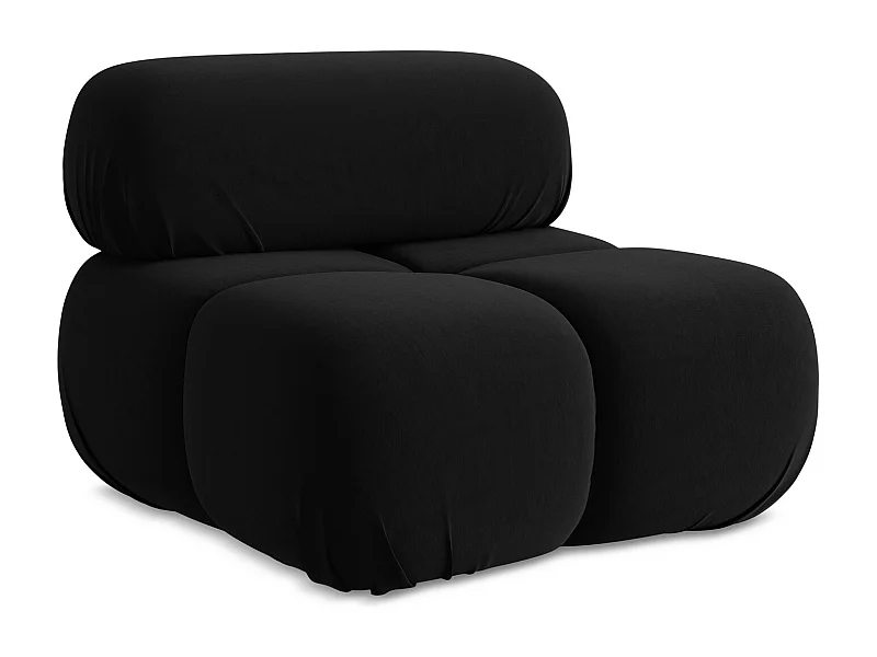 Fotel - z tkaniny welwetowej - czarny - LOKUA